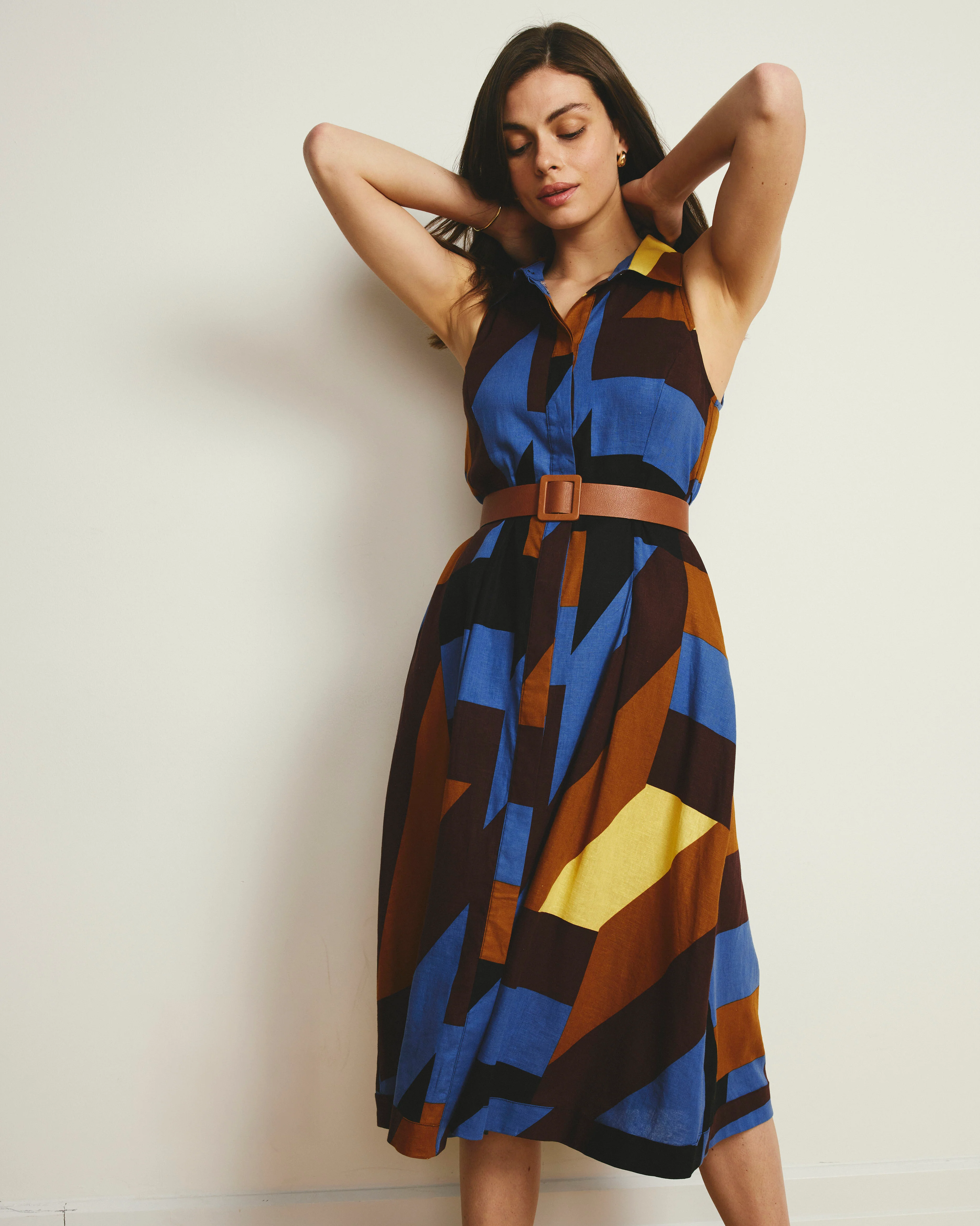 Adelaide Linen Shirtdress - Beach Ombra Print - Image 3