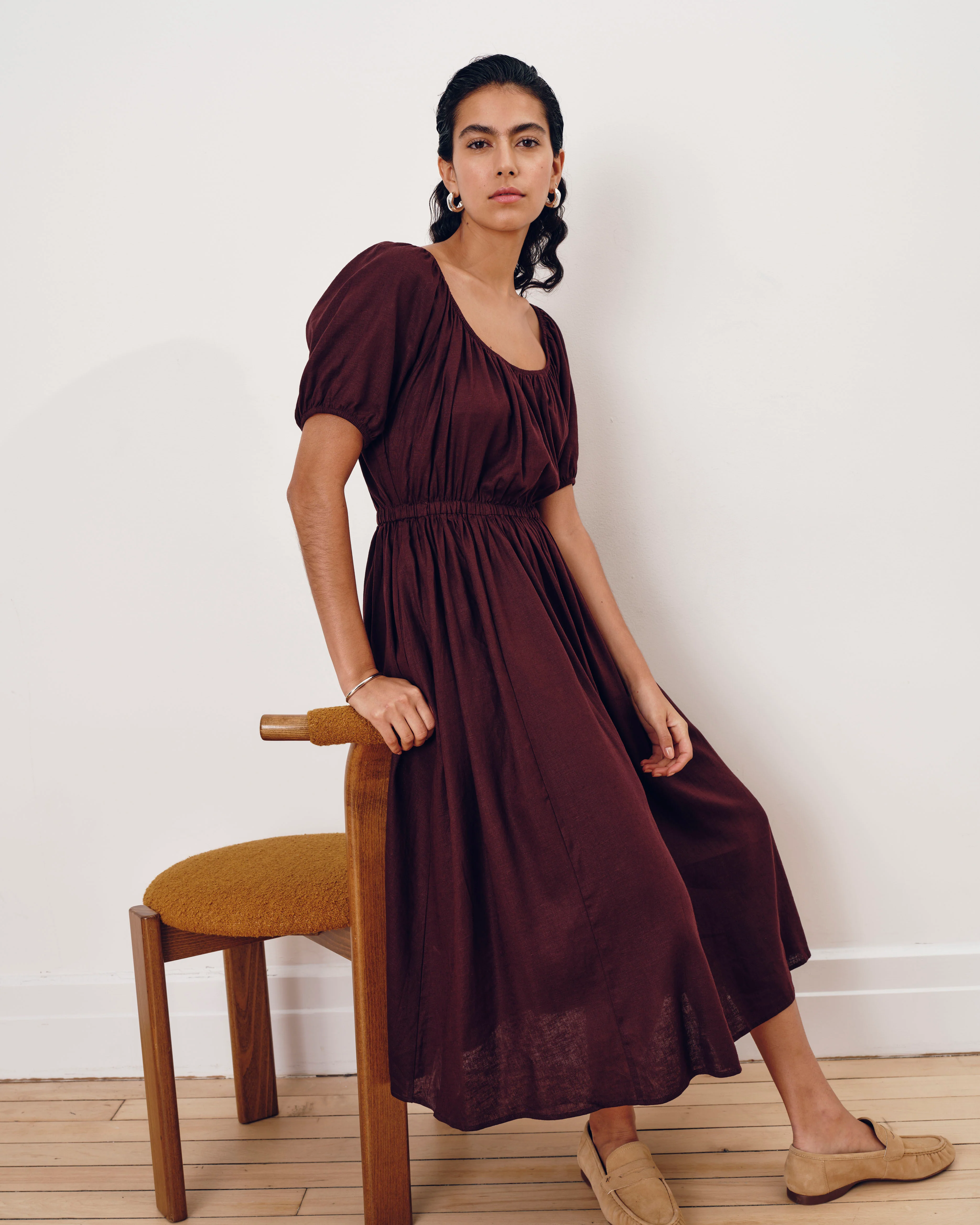 Andrea Linen Blend Dress - Brulee
