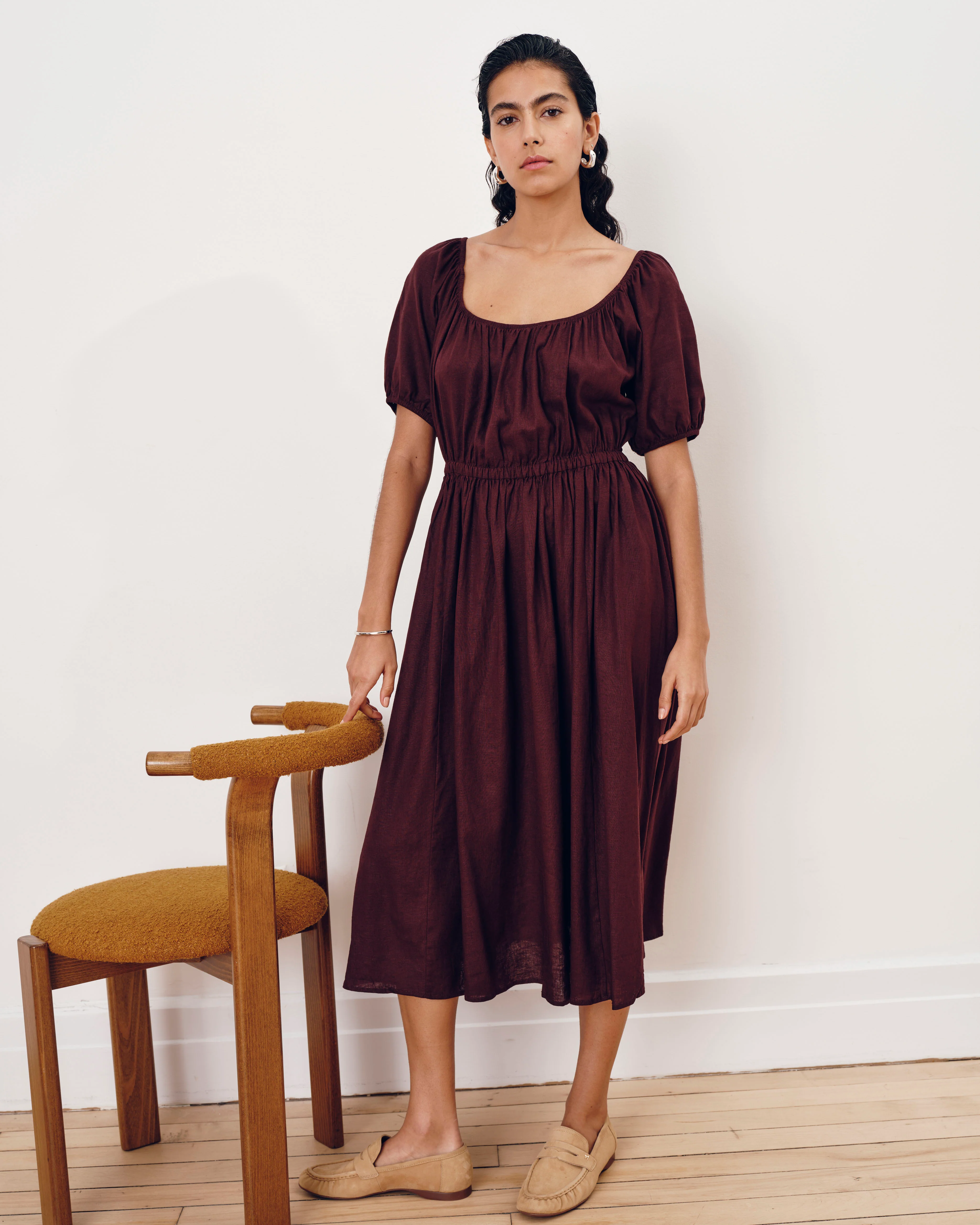 Andrea Linen Blend Dress - Brulee - Image 2
