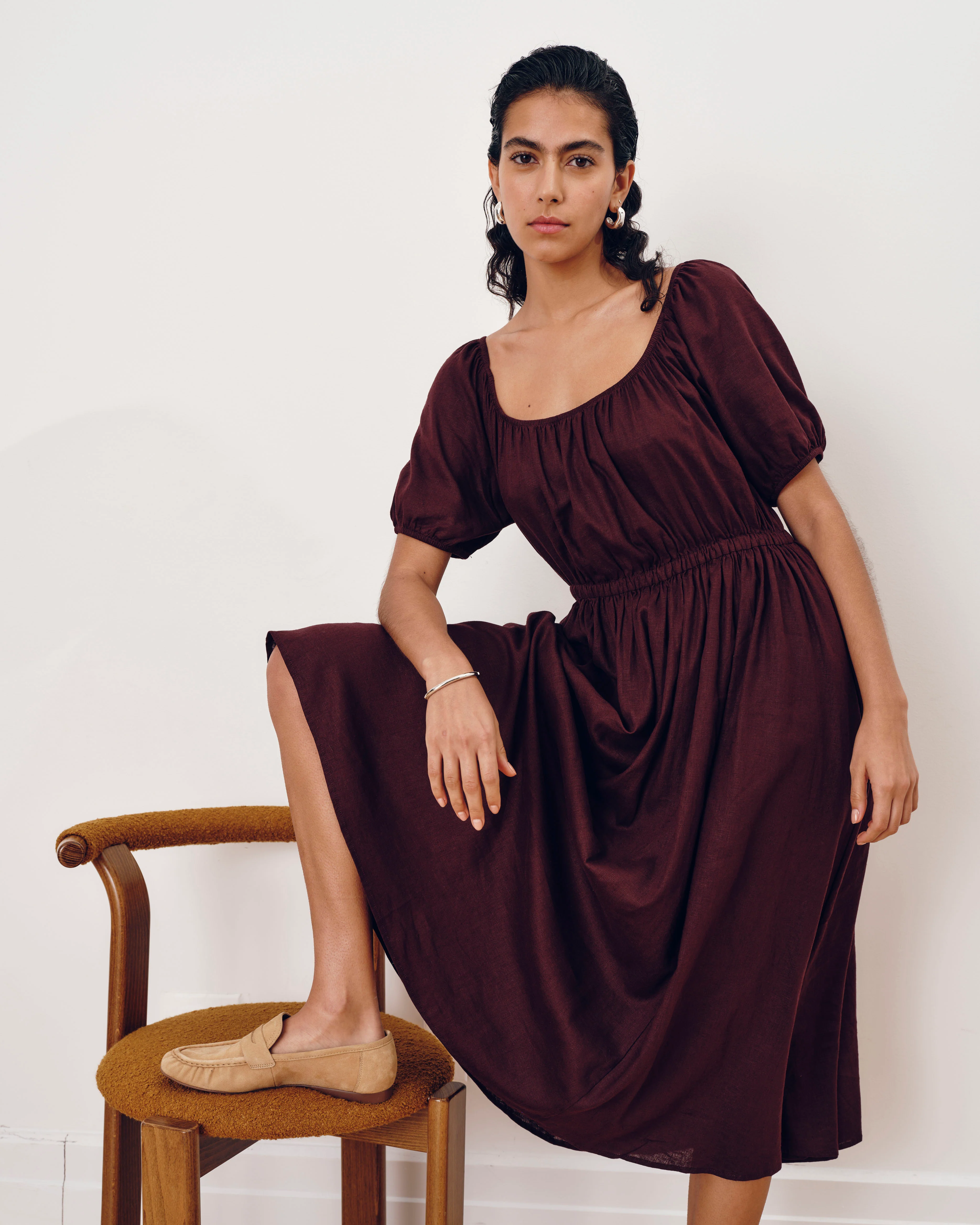 Andrea Linen Blend Dress - Brulee - Image 3