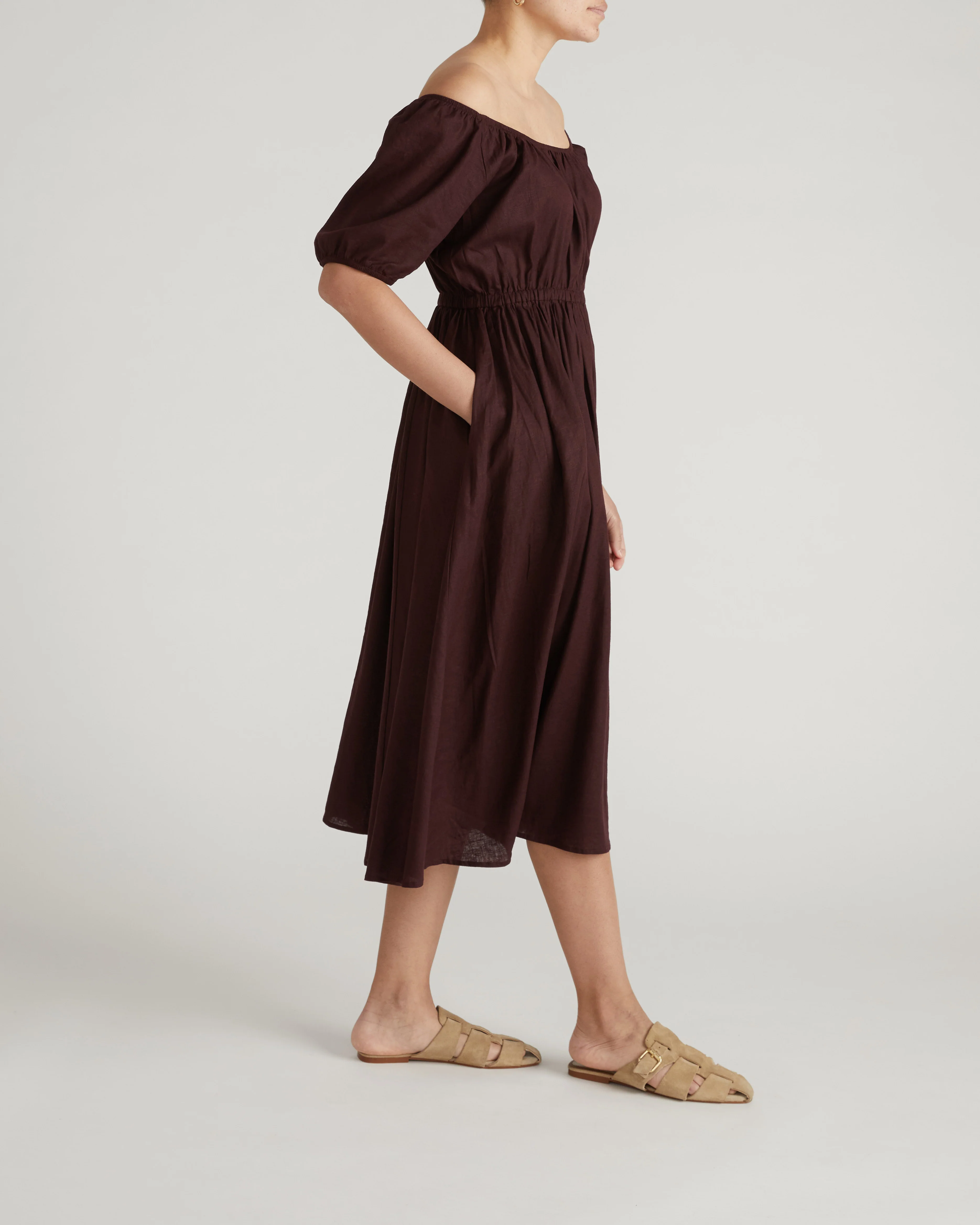Andrea Linen Blend Dress - Brulee - Image 5
