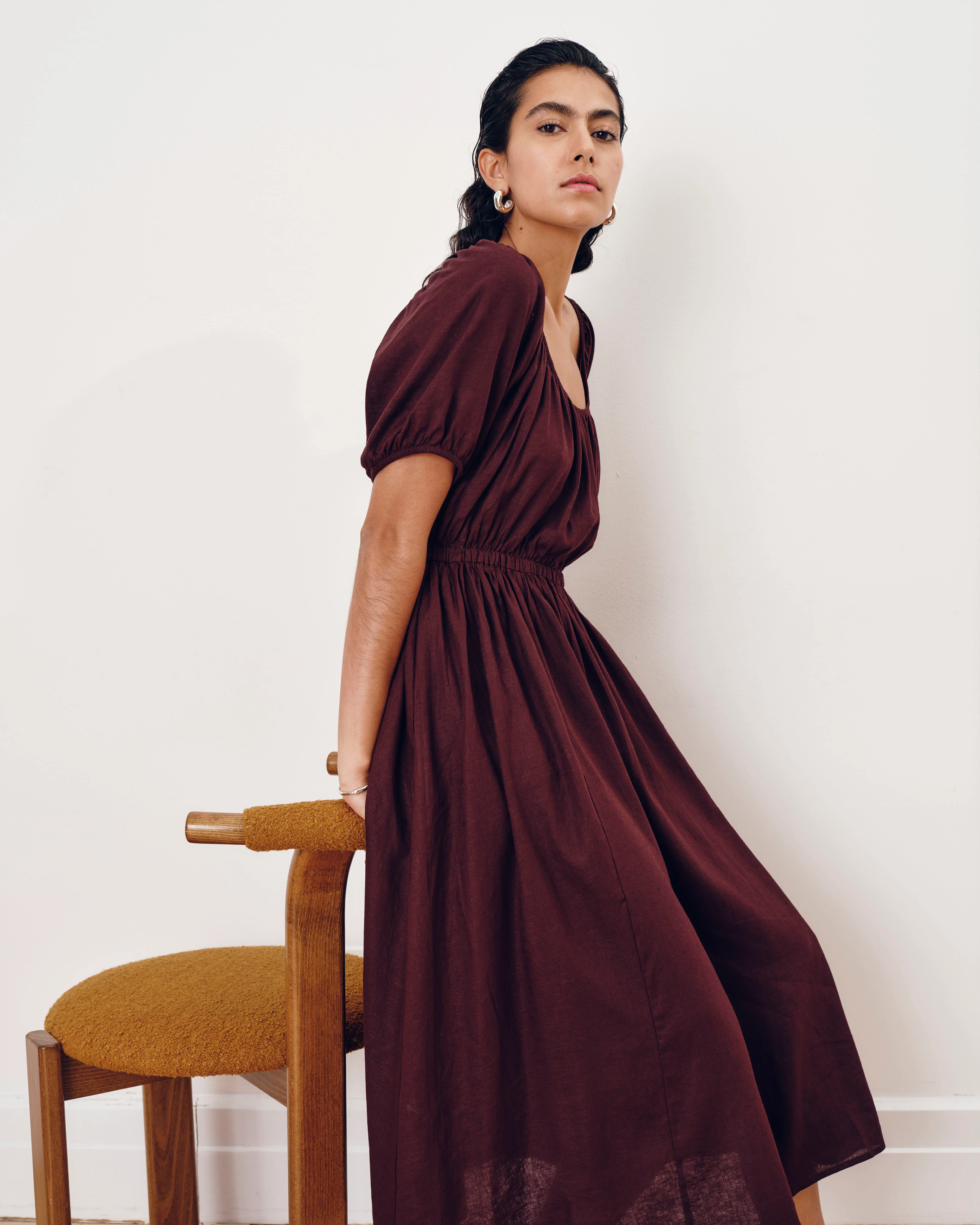 Andrea Linen Blend Dress - Brulee - Image 7
