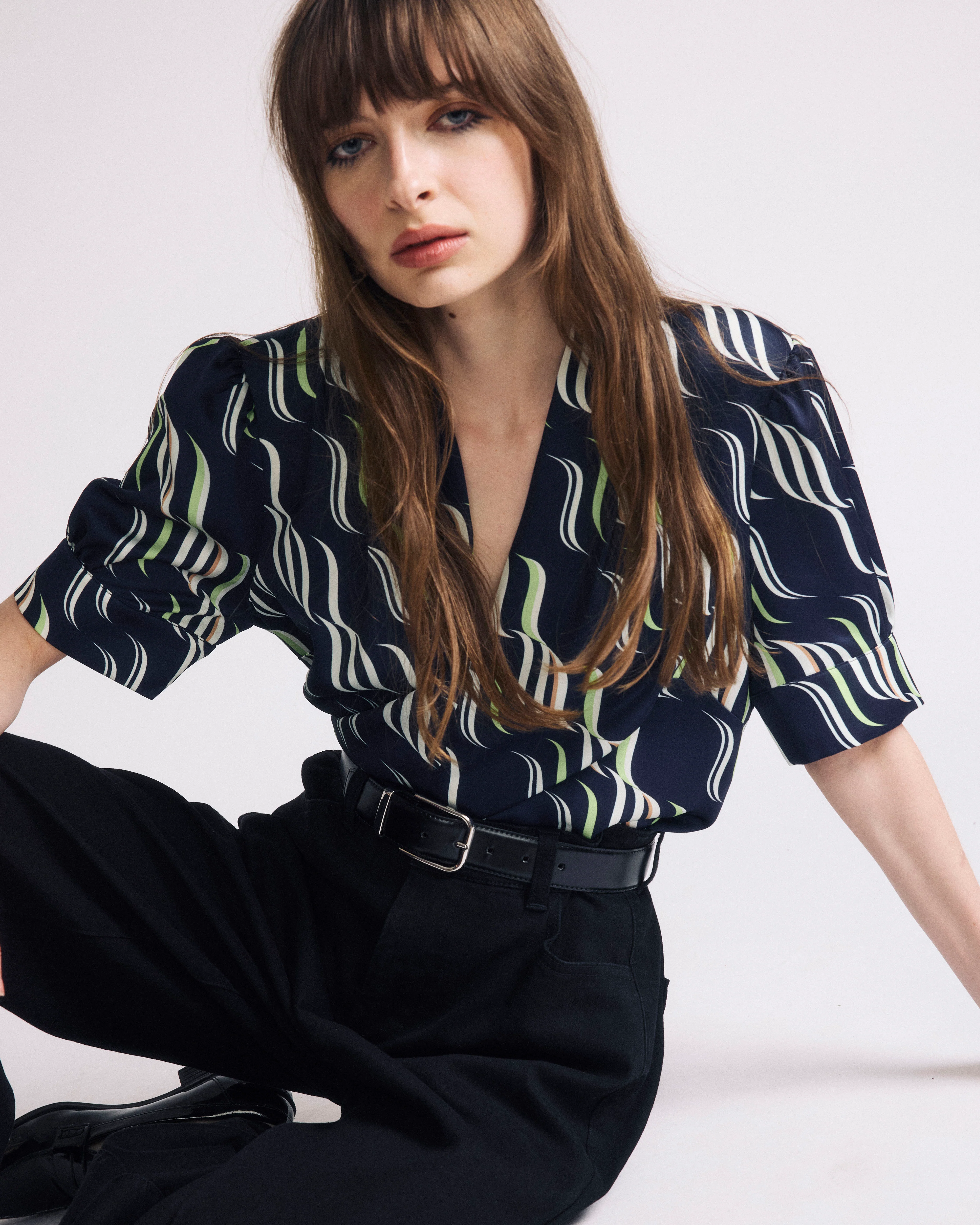 Beatrice Soft Satin Top - Paddington Ribbon Print
