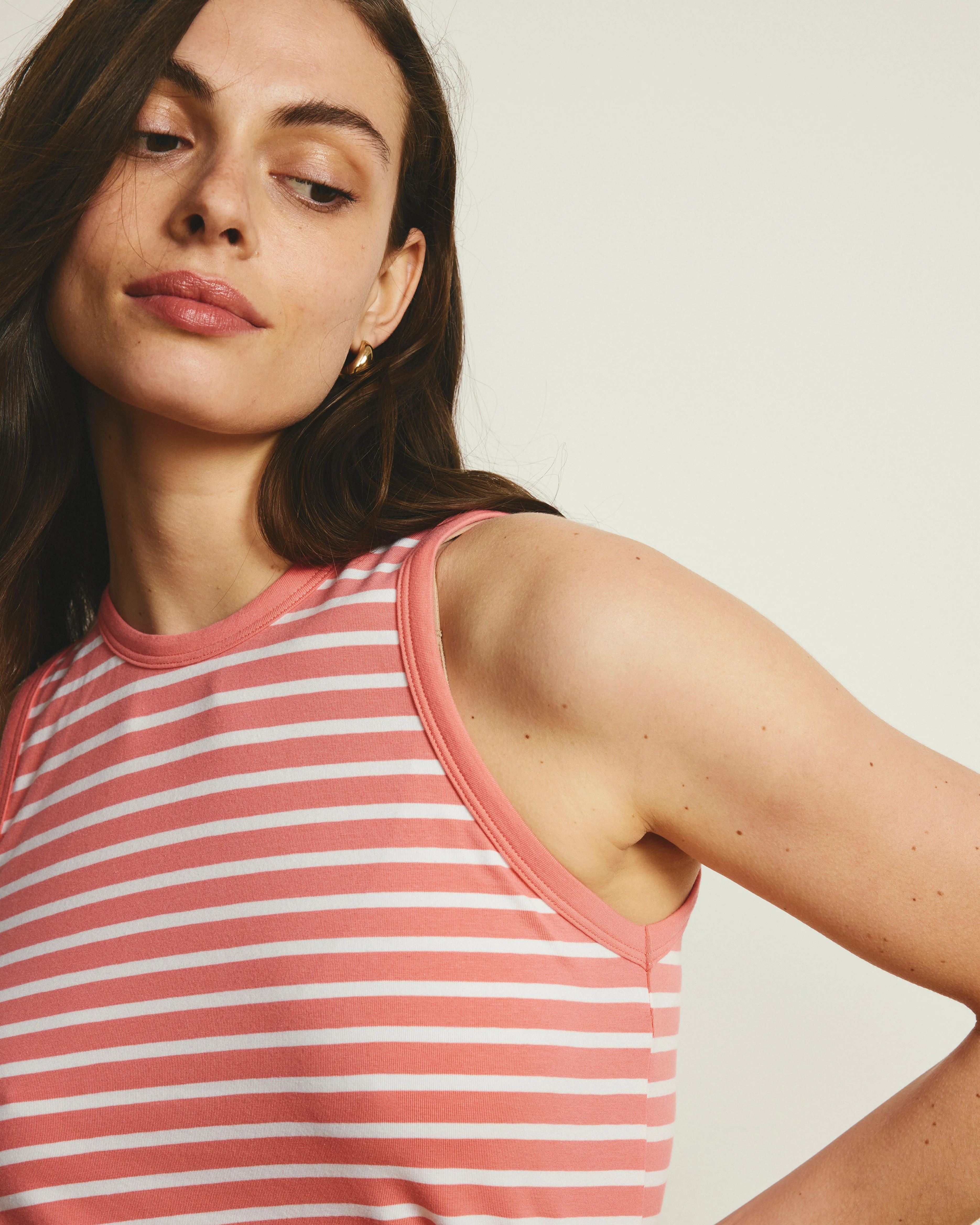 Cai High Neck Tank - Portrait Pink/White Stripe