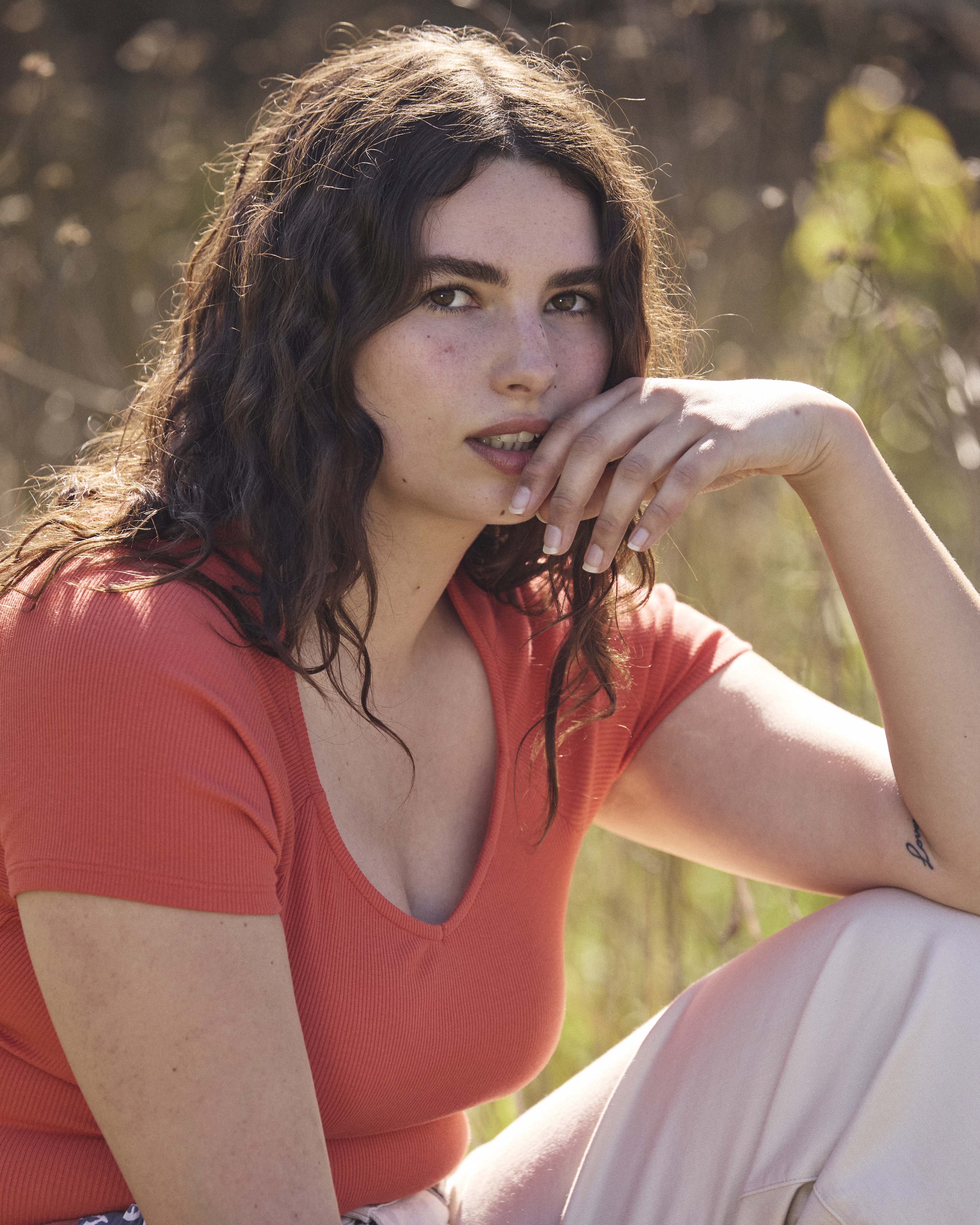 Carey Ribbed Sweetheart Tee - Coral Reef