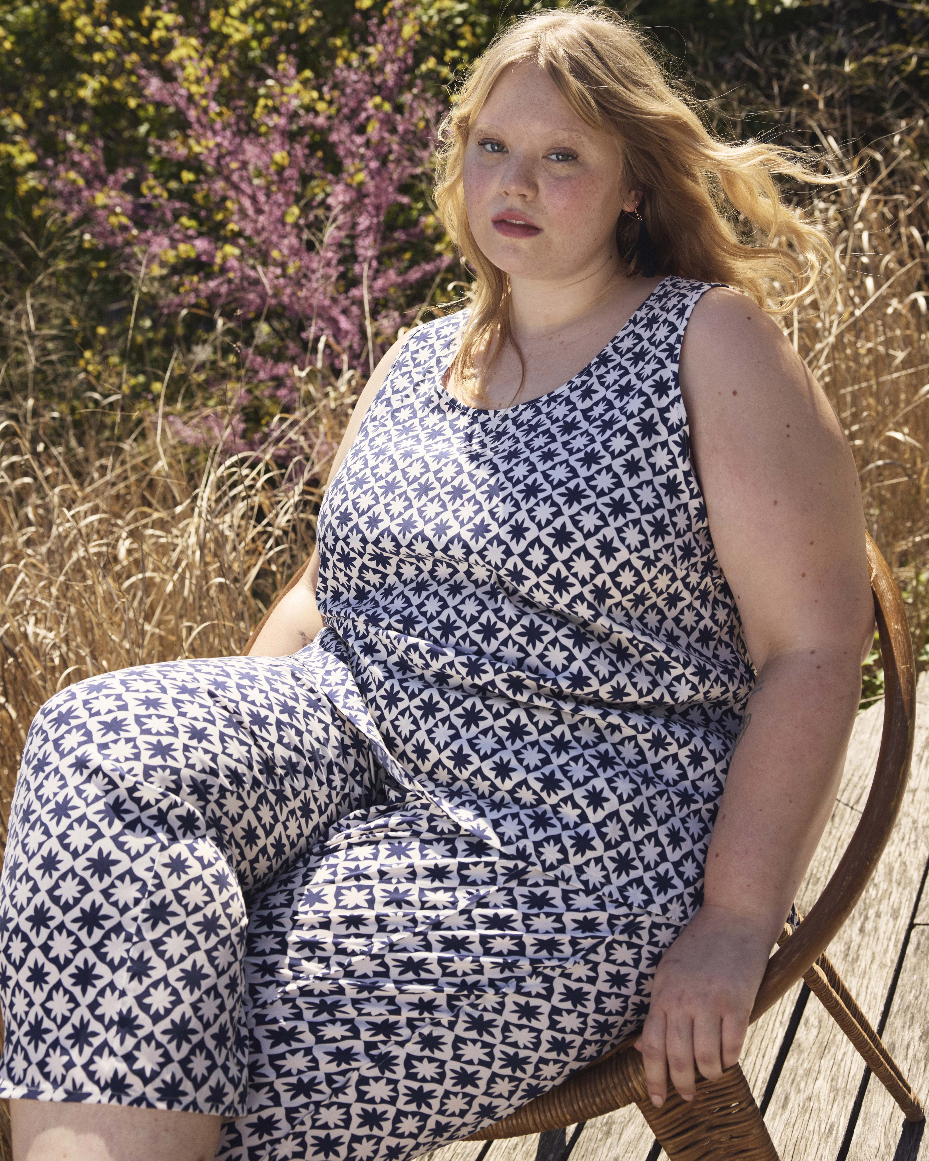 Cooling Stretch Cupro Pants - Navy Hacienda Print - Image 2