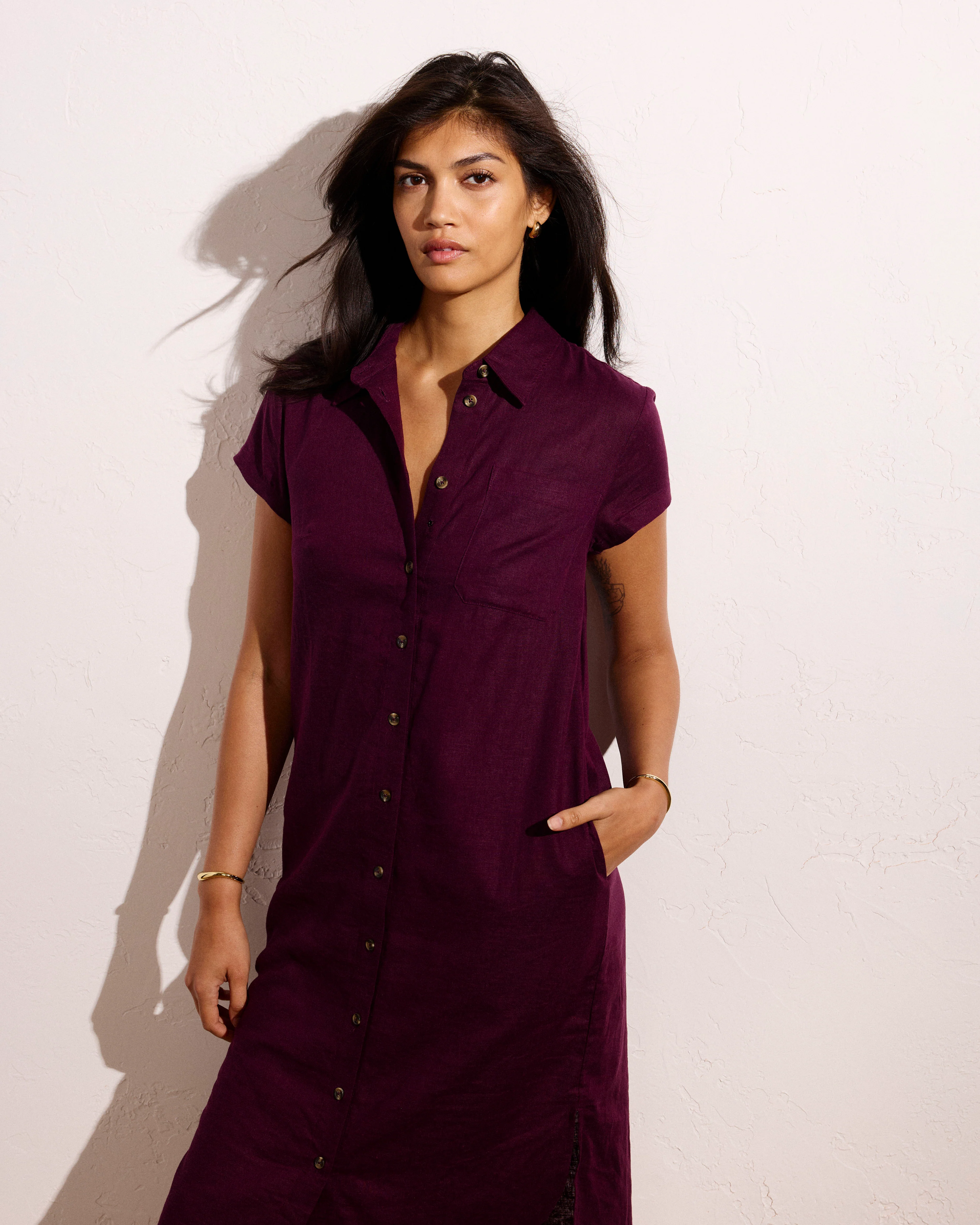 Dune Linen Shirtdress - Acai - Image 2