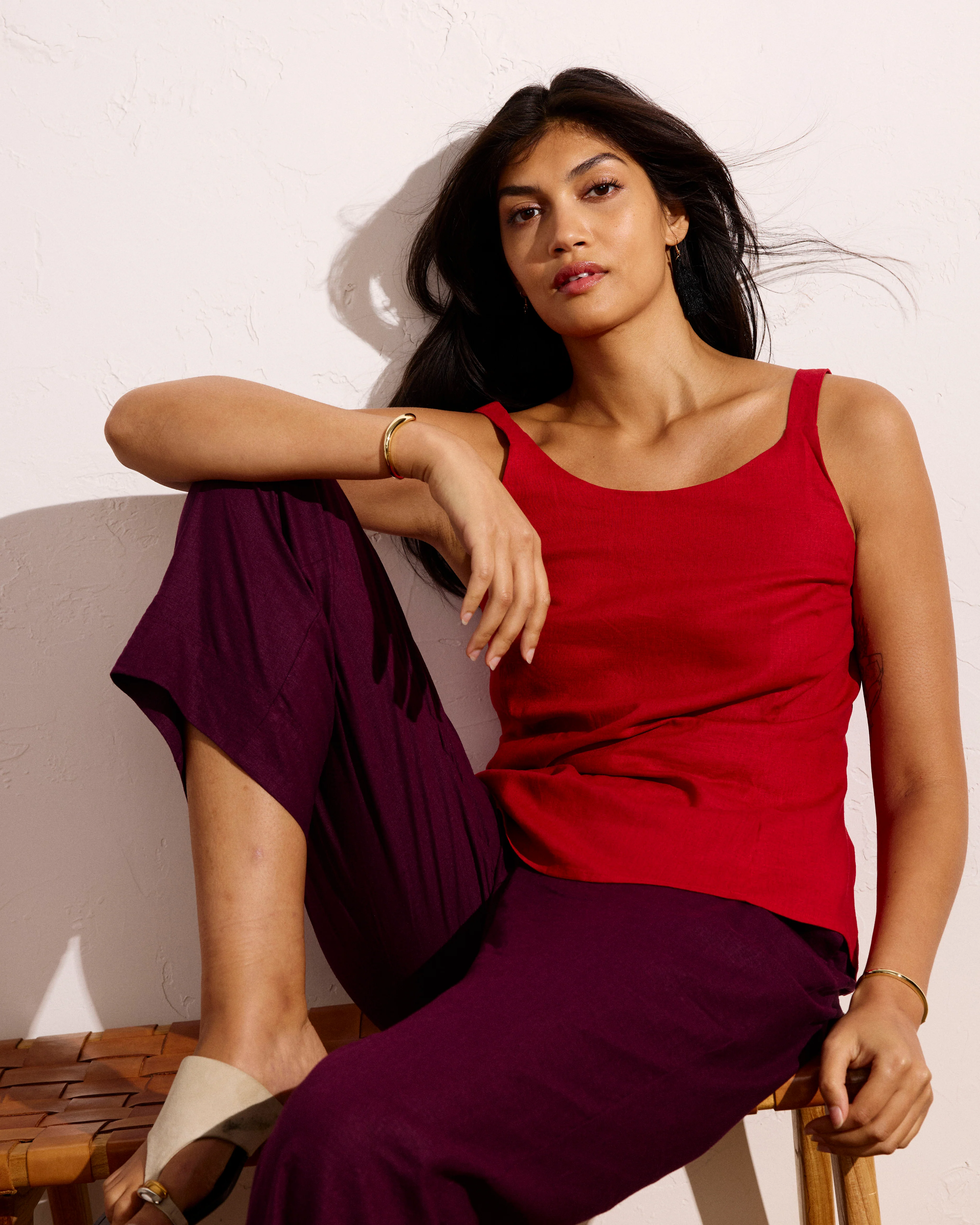 Iris Linen Easy Pull-On Pants - Acai
