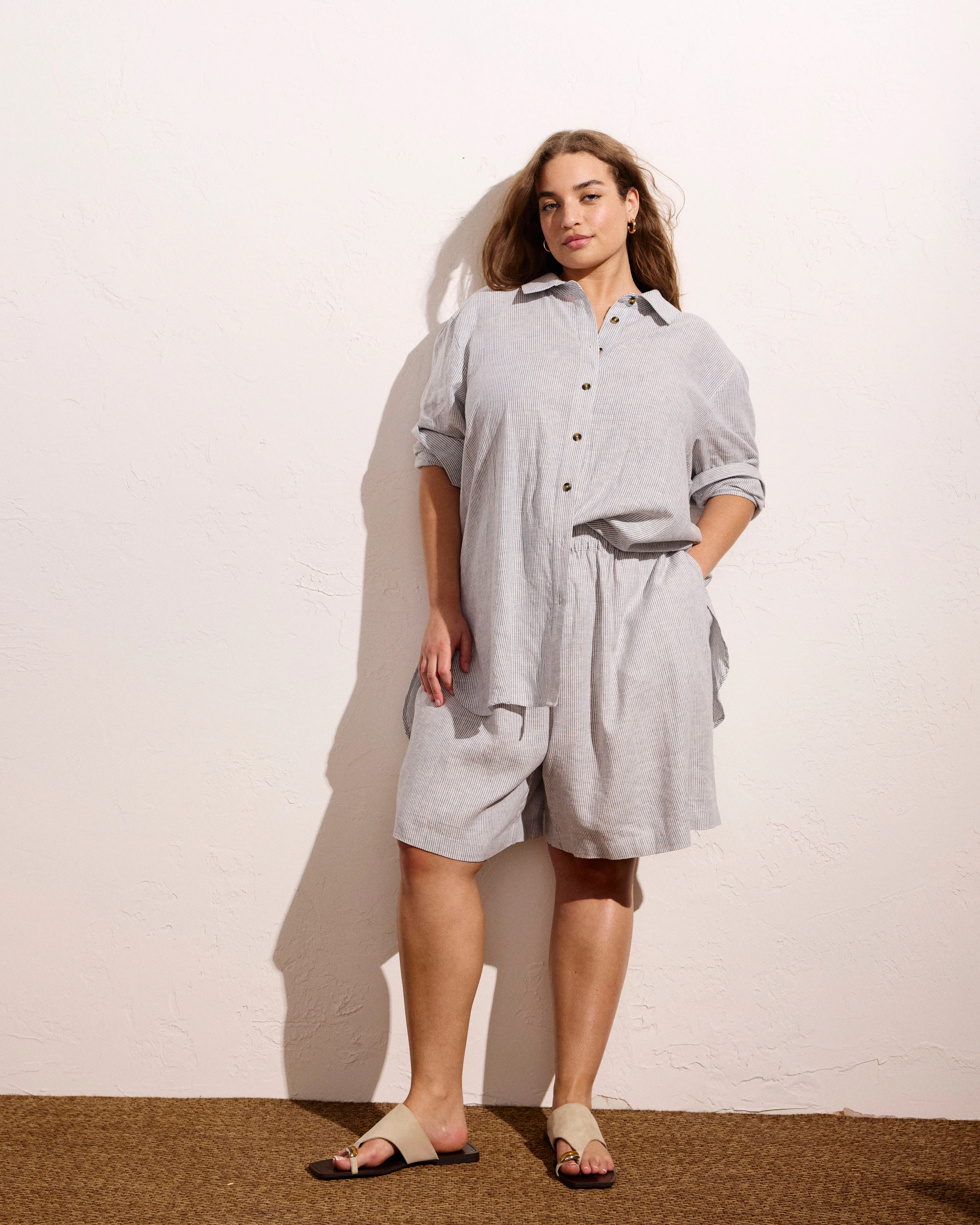 Juniper Linen Easy Pull-On Shorts - Beach Stripe - Image 2