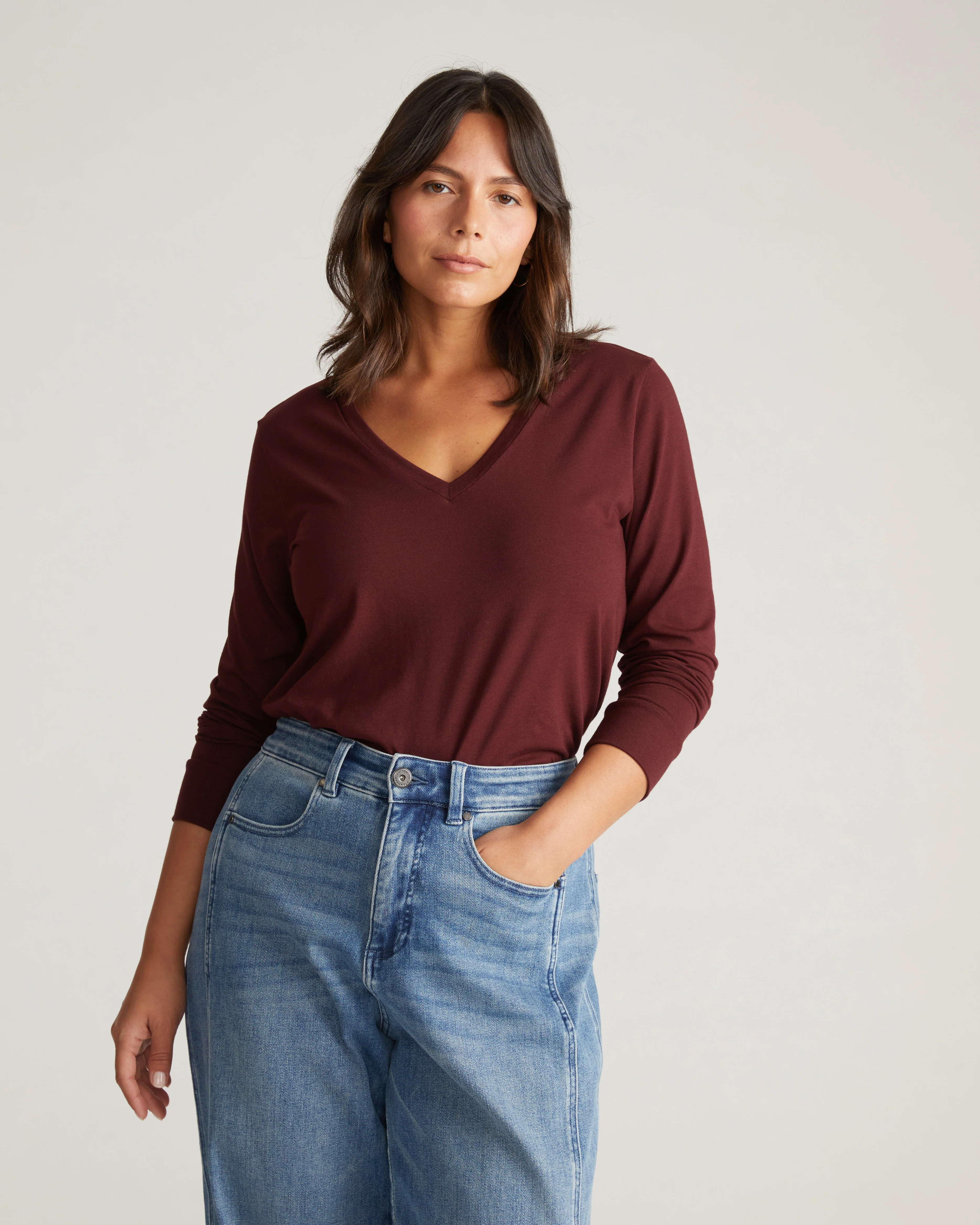 Long Sleeve V Rex - Black Cherry