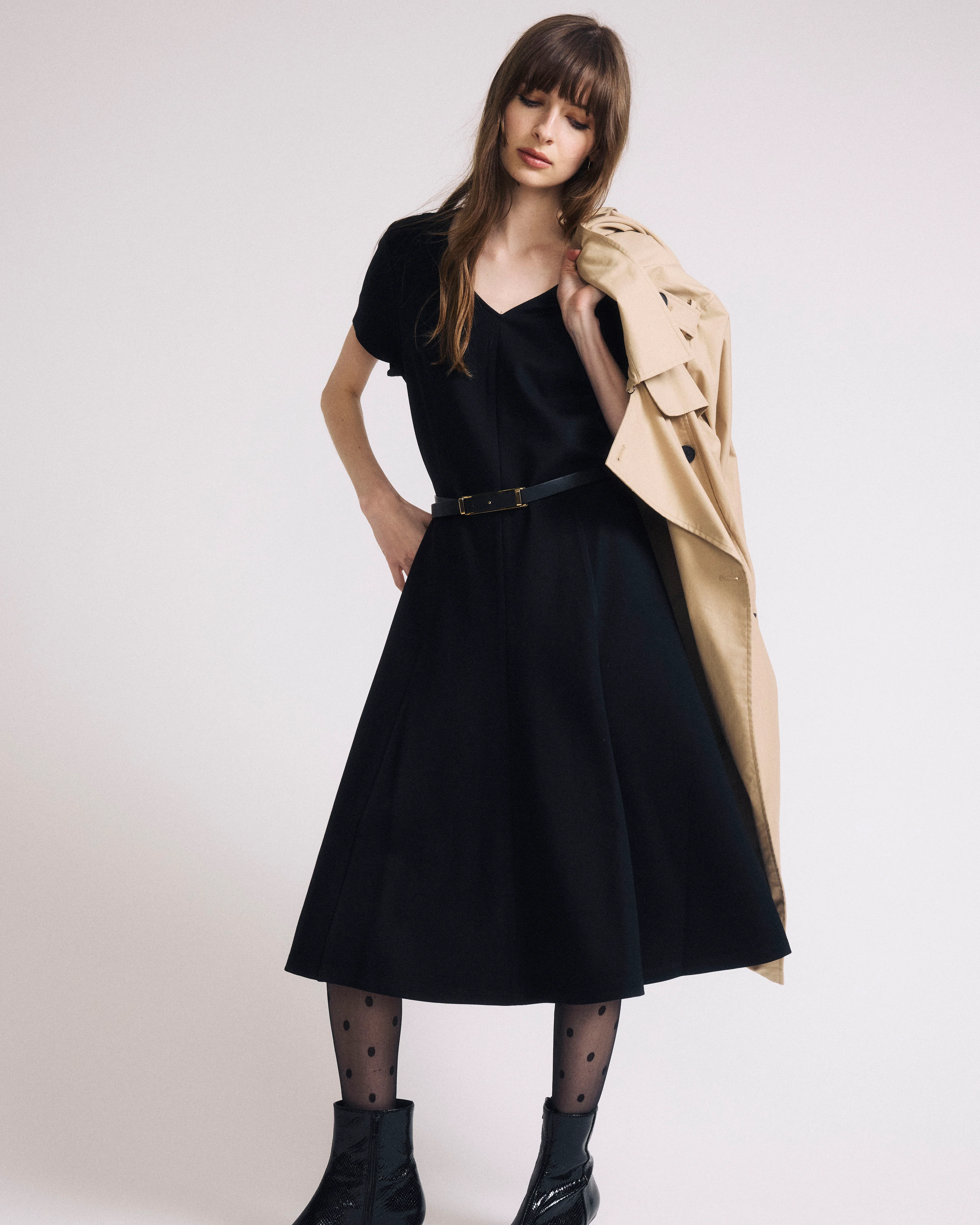 Lucinda Ponte Midi Dress - Black