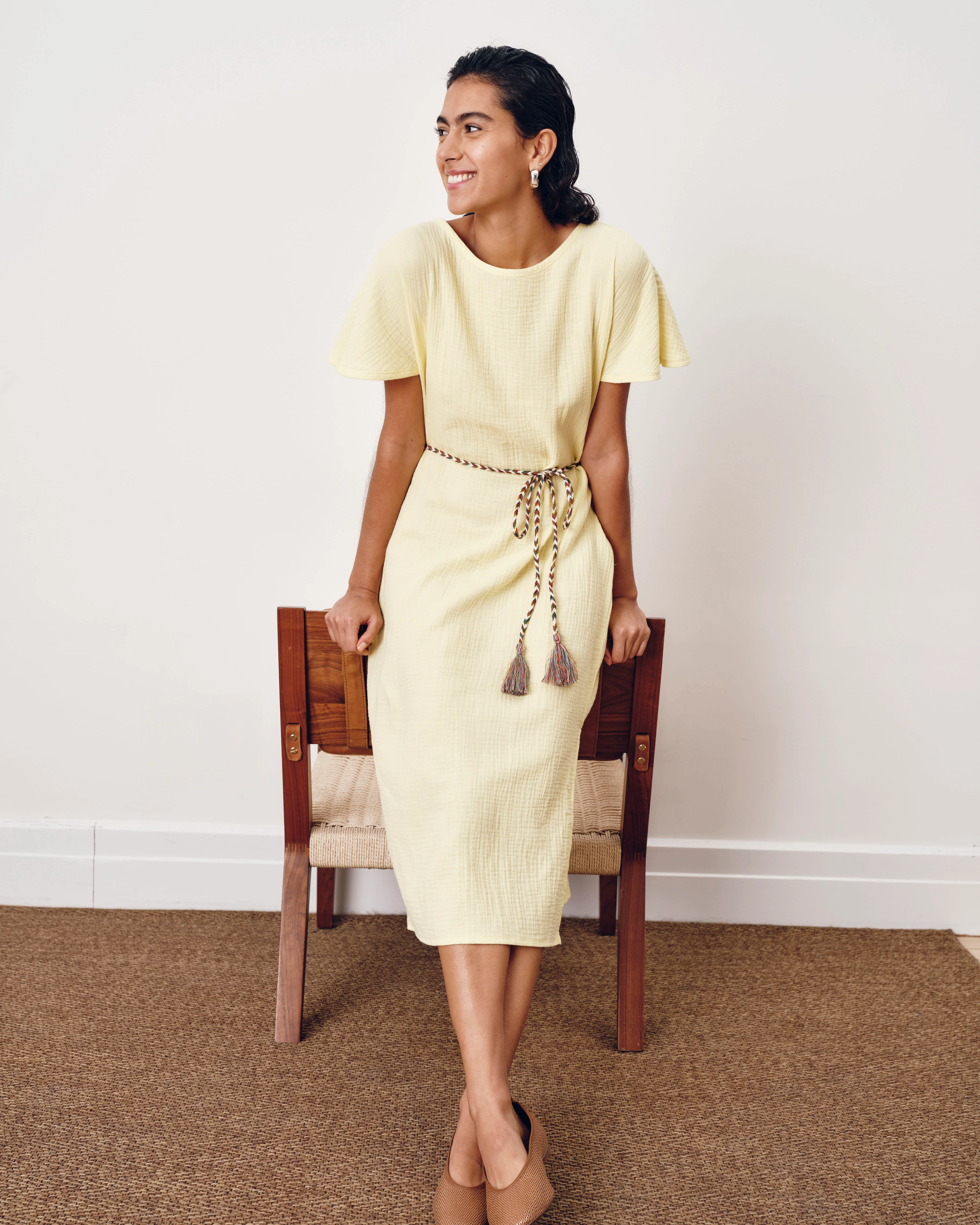Luxe Cotton Gauze Beach Dress - Pale Daffodil
