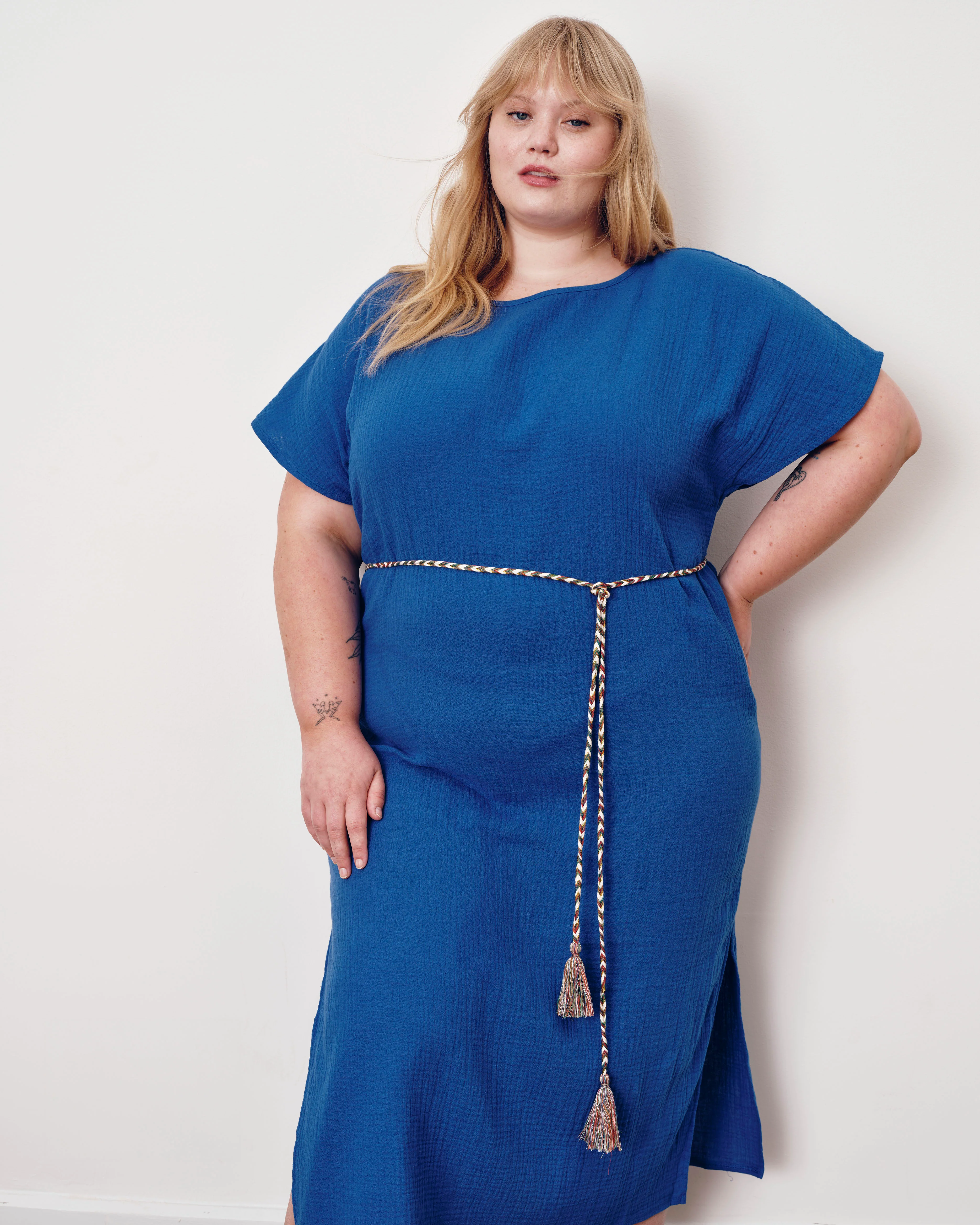 Luxe Cotton Gauze Beach Dress - Ultramarine - Image 3