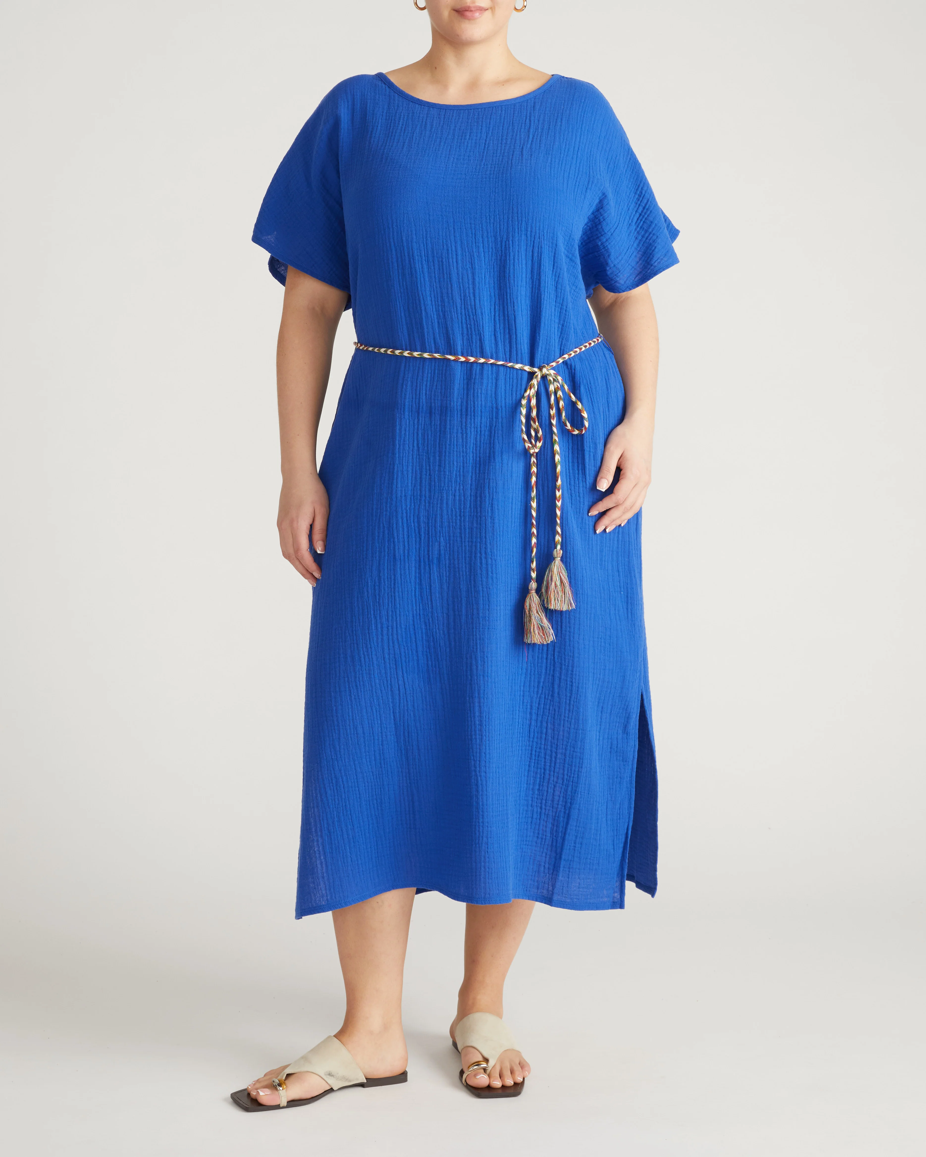 Luxe Cotton Gauze Beach Dress - Ultramarine - Image 4