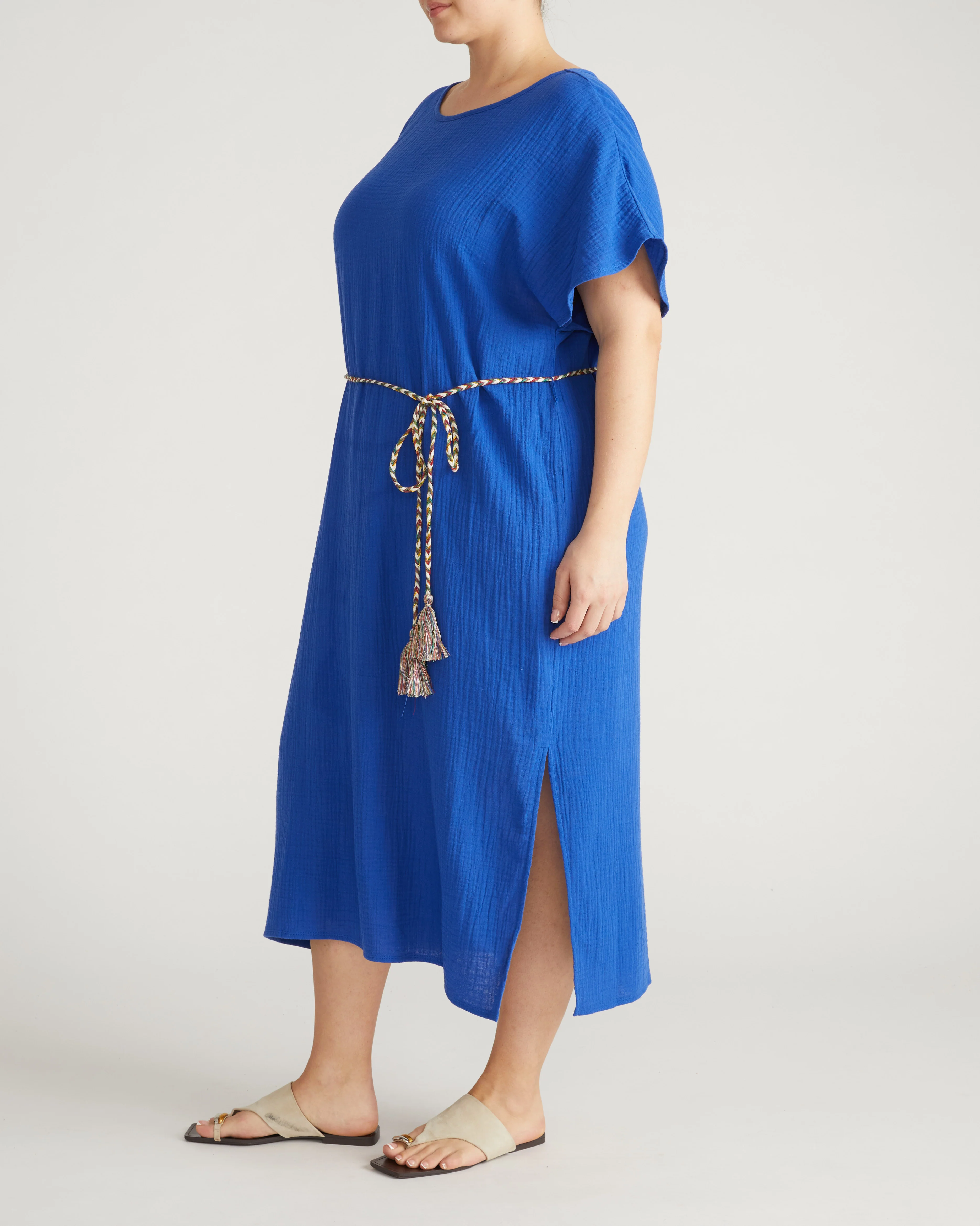 Luxe Cotton Gauze Beach Dress - Ultramarine - Image 5