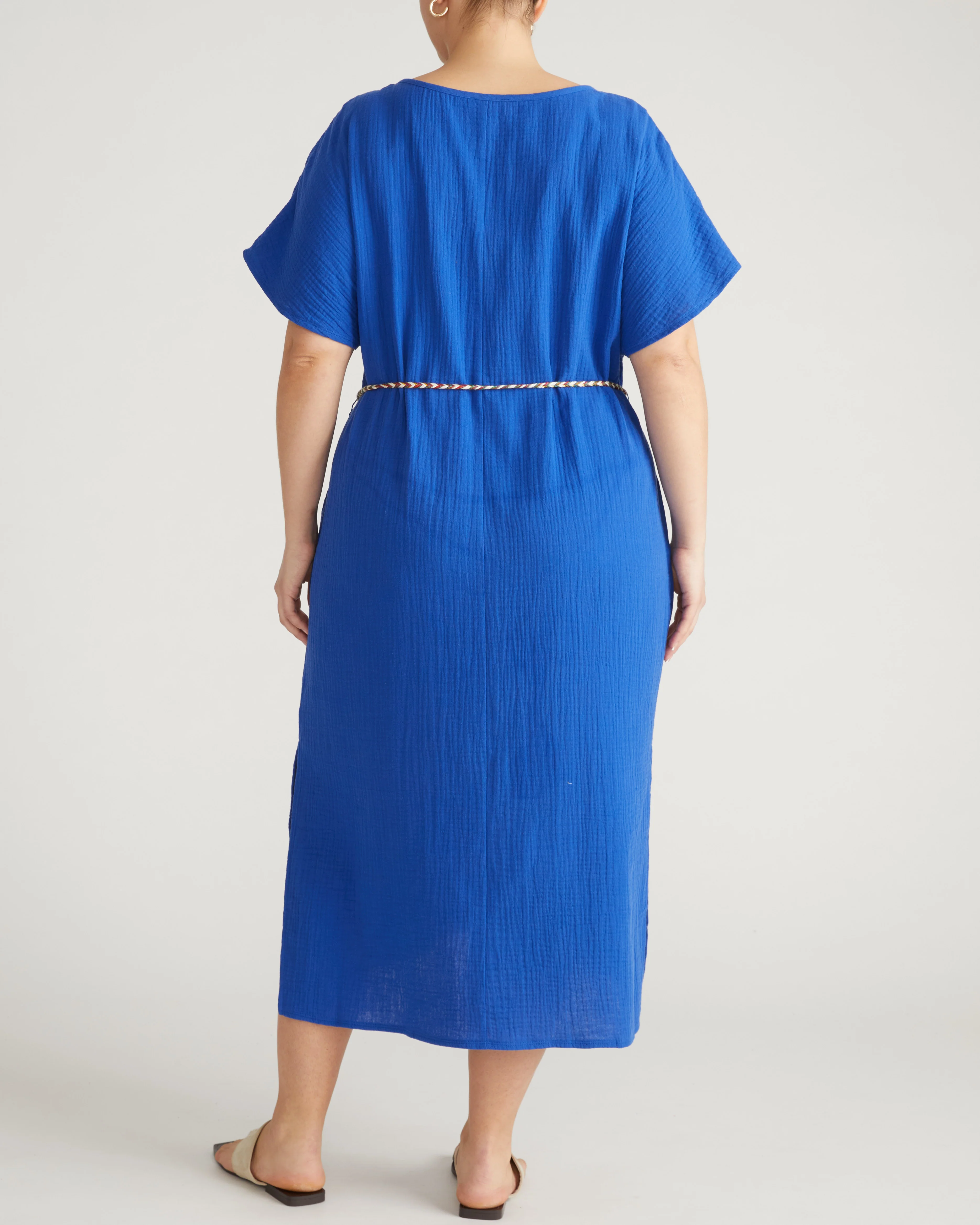 Luxe Cotton Gauze Beach Dress - Ultramarine - Image 6