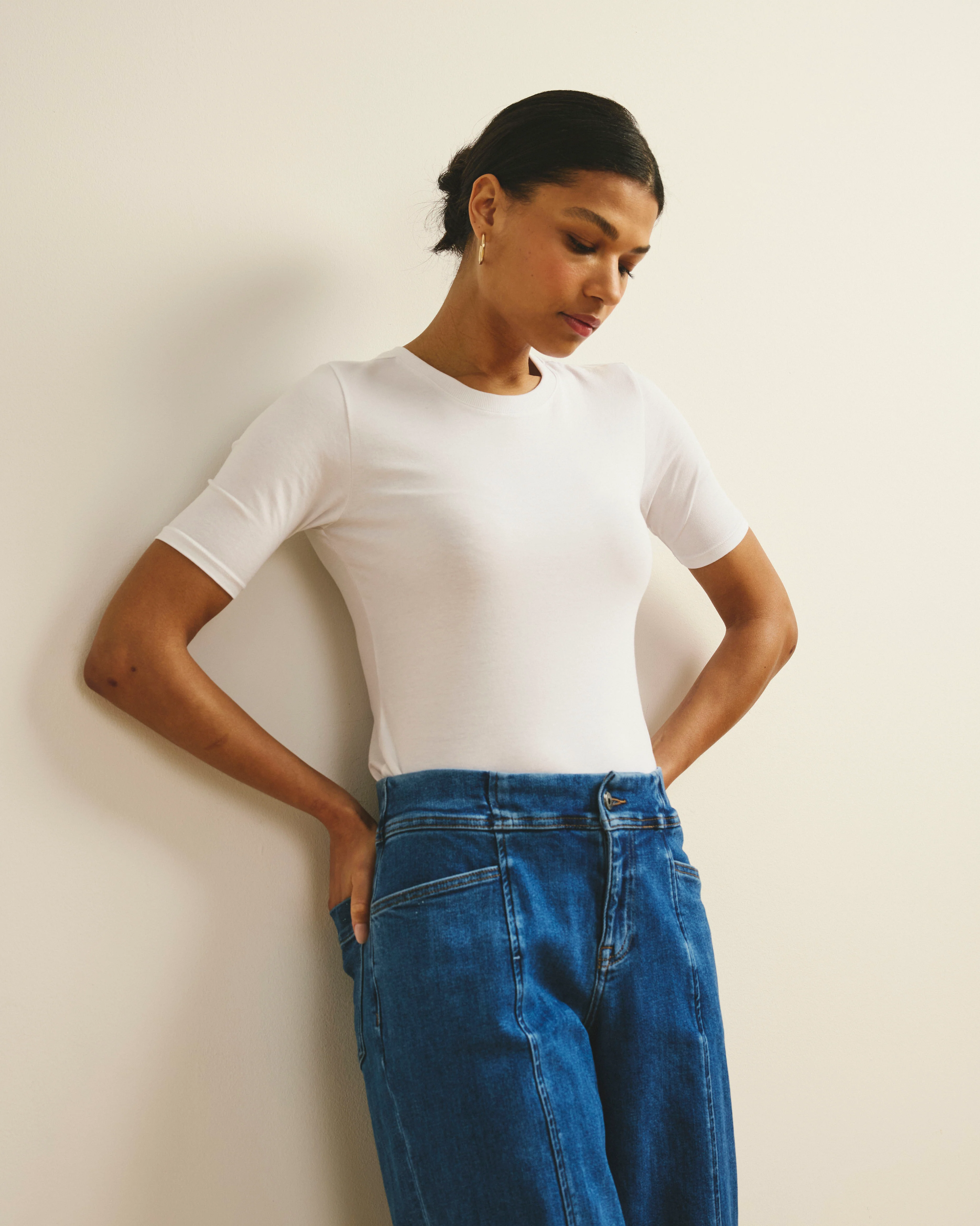 Maia Stovepipe Sleeve Tee - White