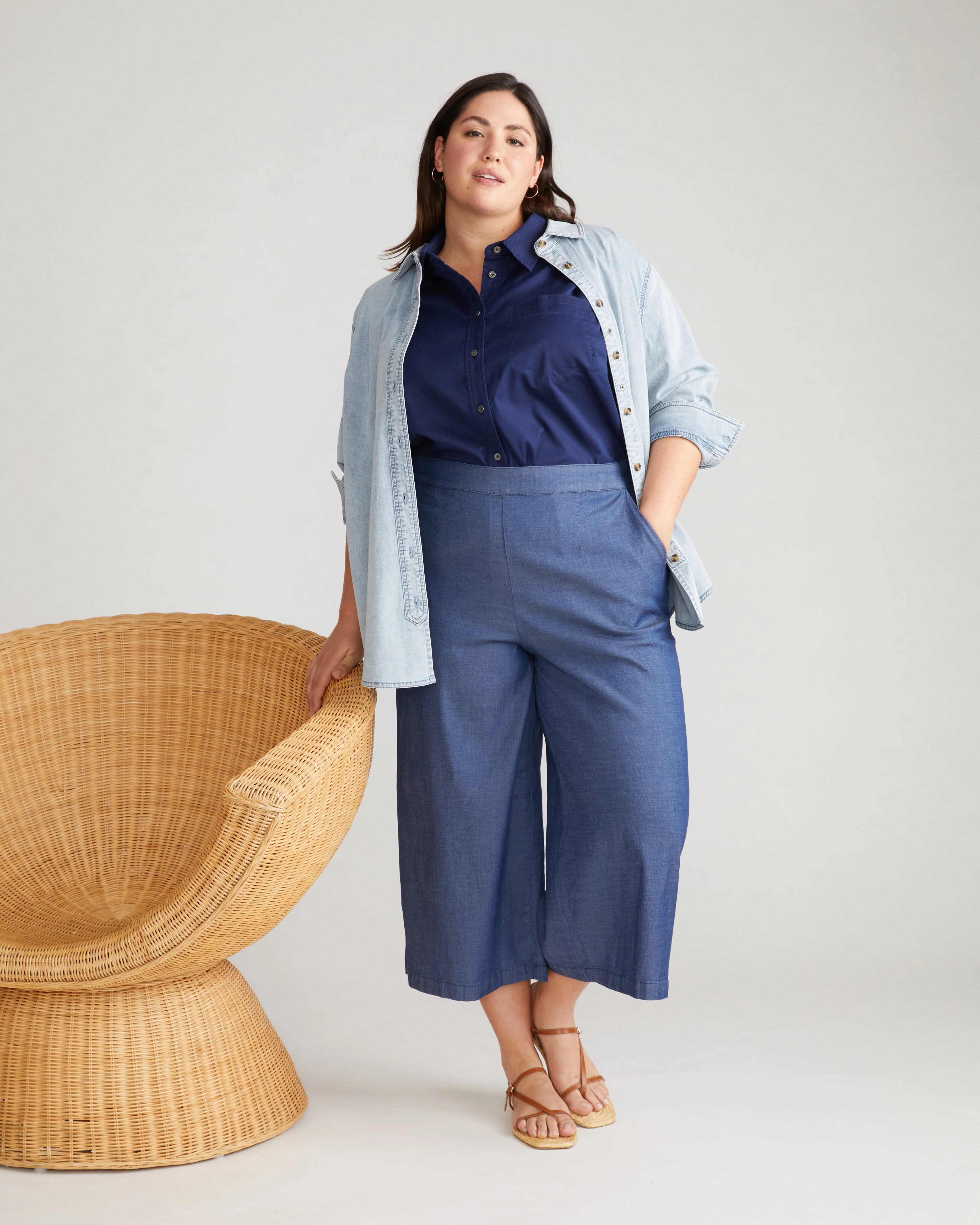 Perfect Tencel Chambray Culottes - Midnight Blue