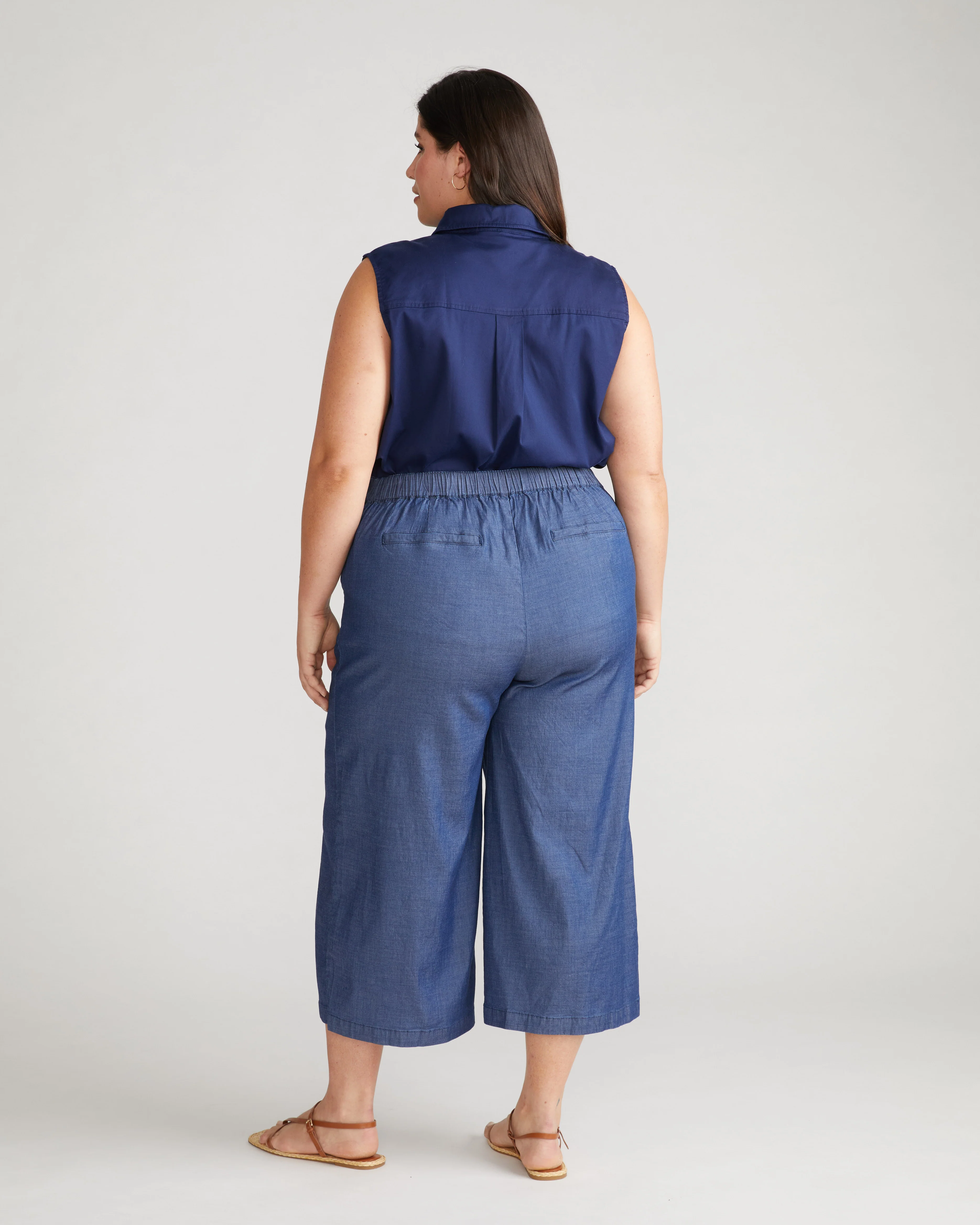 Perfect Tencel Chambray Culottes - Midnight Blue - Image 3