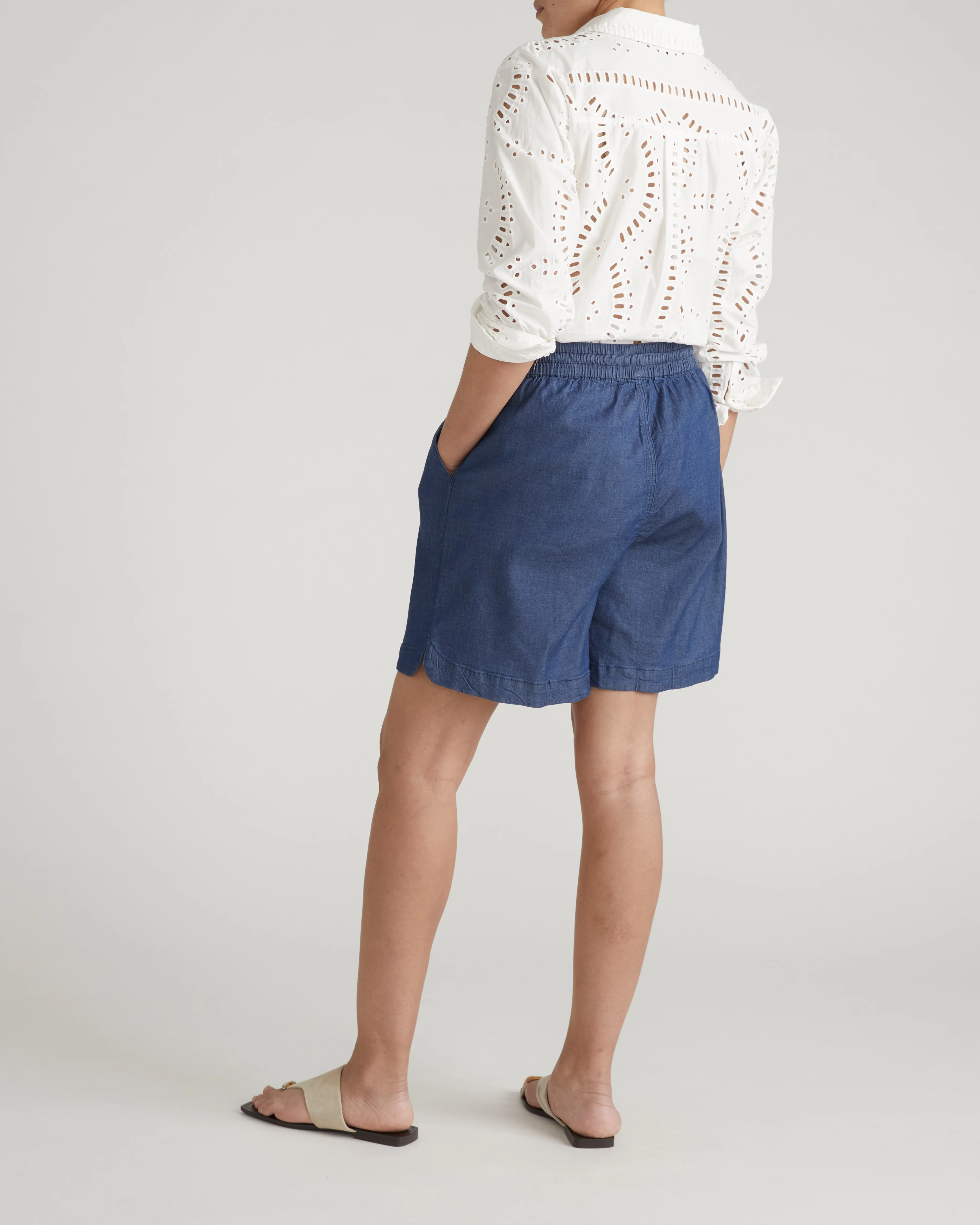 Perfect Tencel Chambray Shorts - Midnight Blue - Image 6
