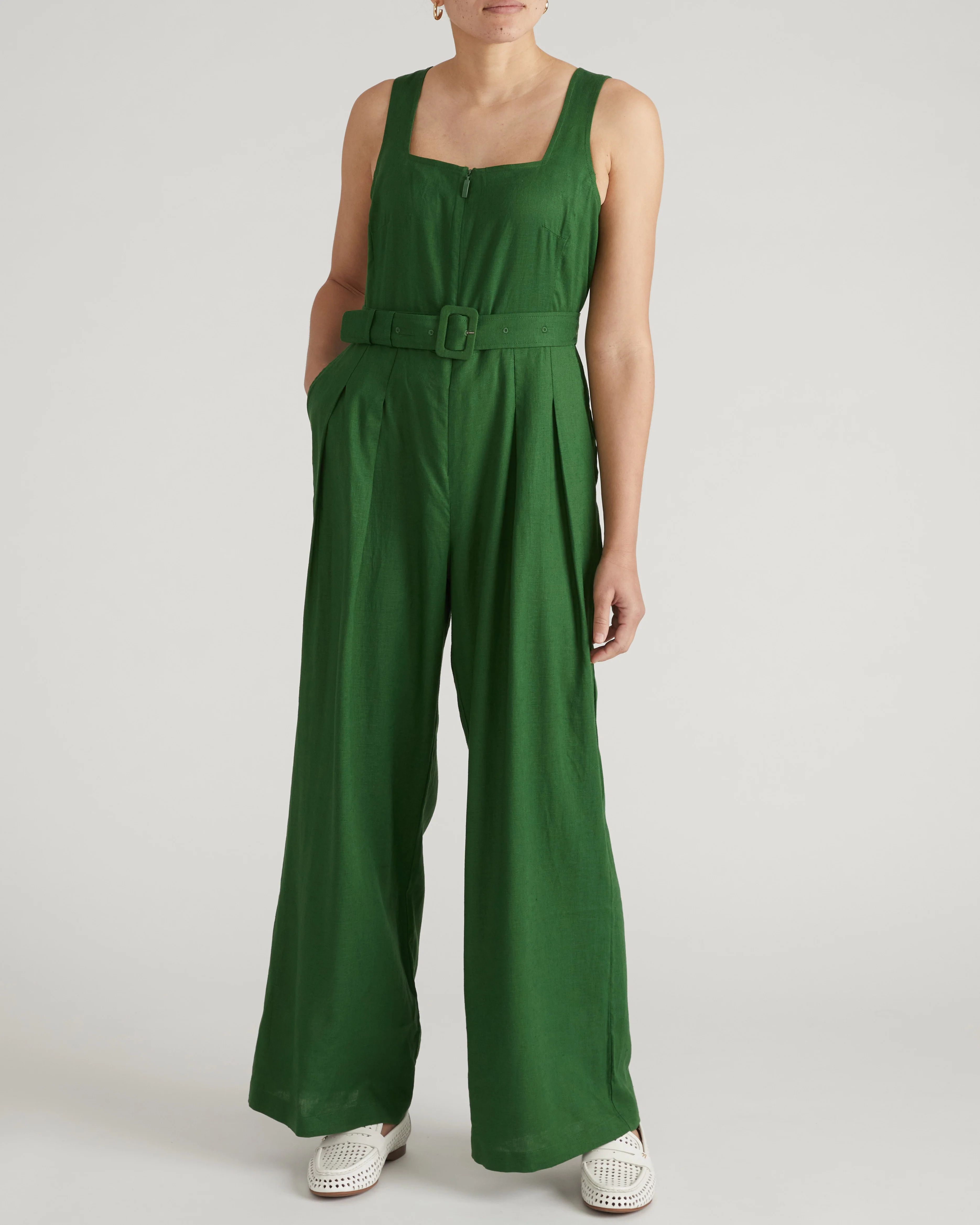 Rania Belted Linen Blend Jumpsuit - Jardin - Image 4
