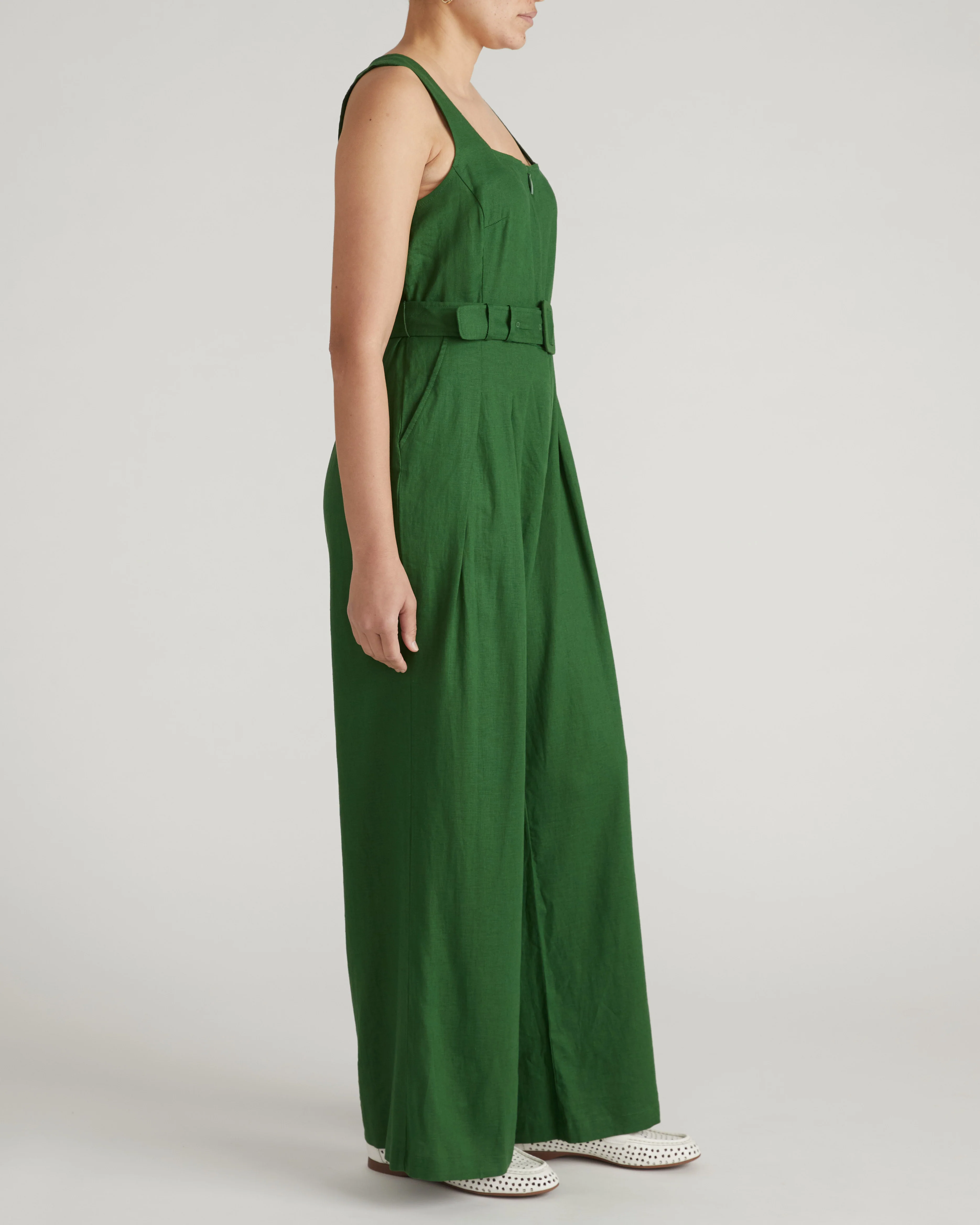 Rania Belted Linen Blend Jumpsuit - Jardin - Image 5
