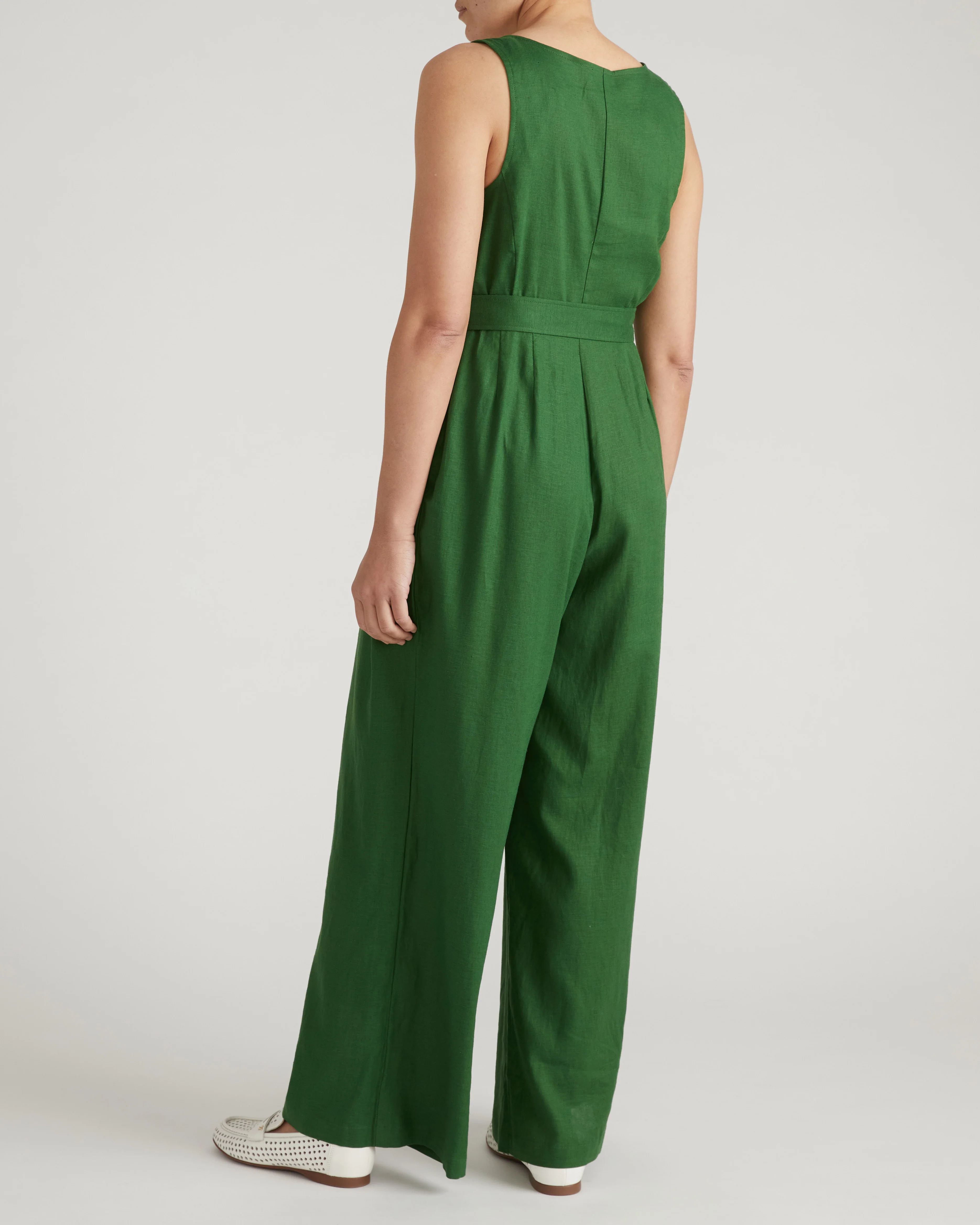 Rania Belted Linen Blend Jumpsuit - Jardin - Image 6