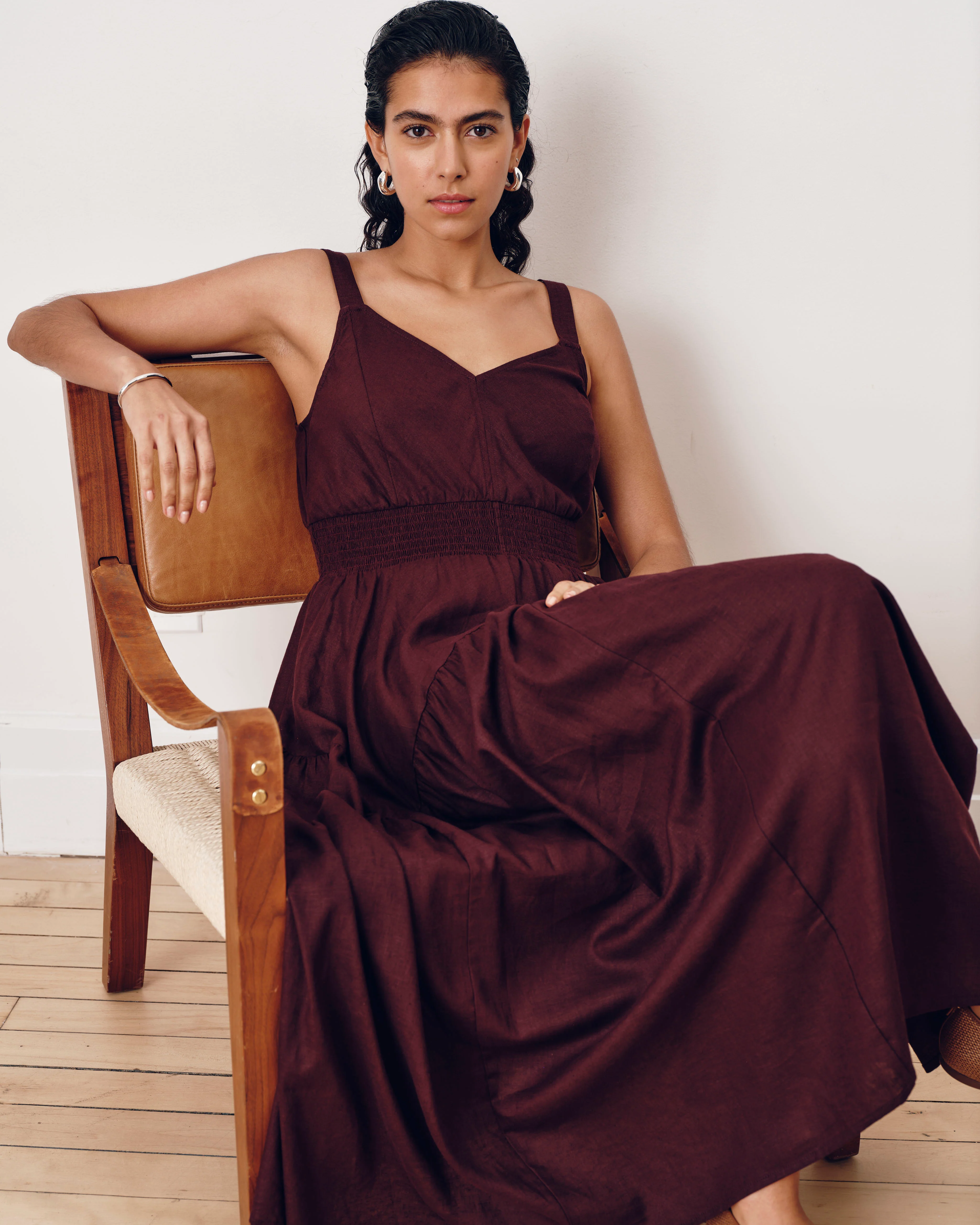 Ruby Smocked Linen Blend Sundress - Brulee