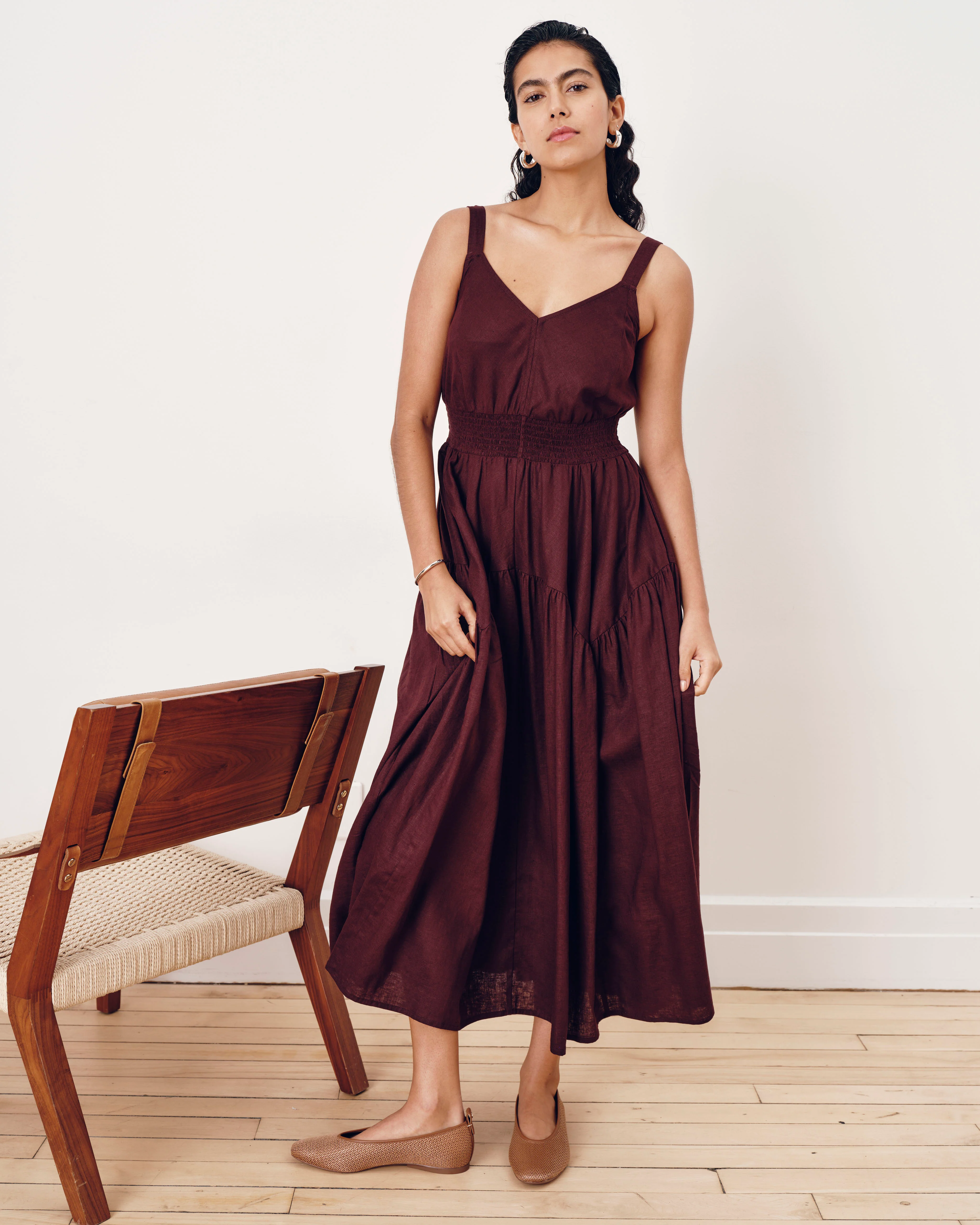 Ruby Smocked Linen Blend Sundress - Brulee - Image 2