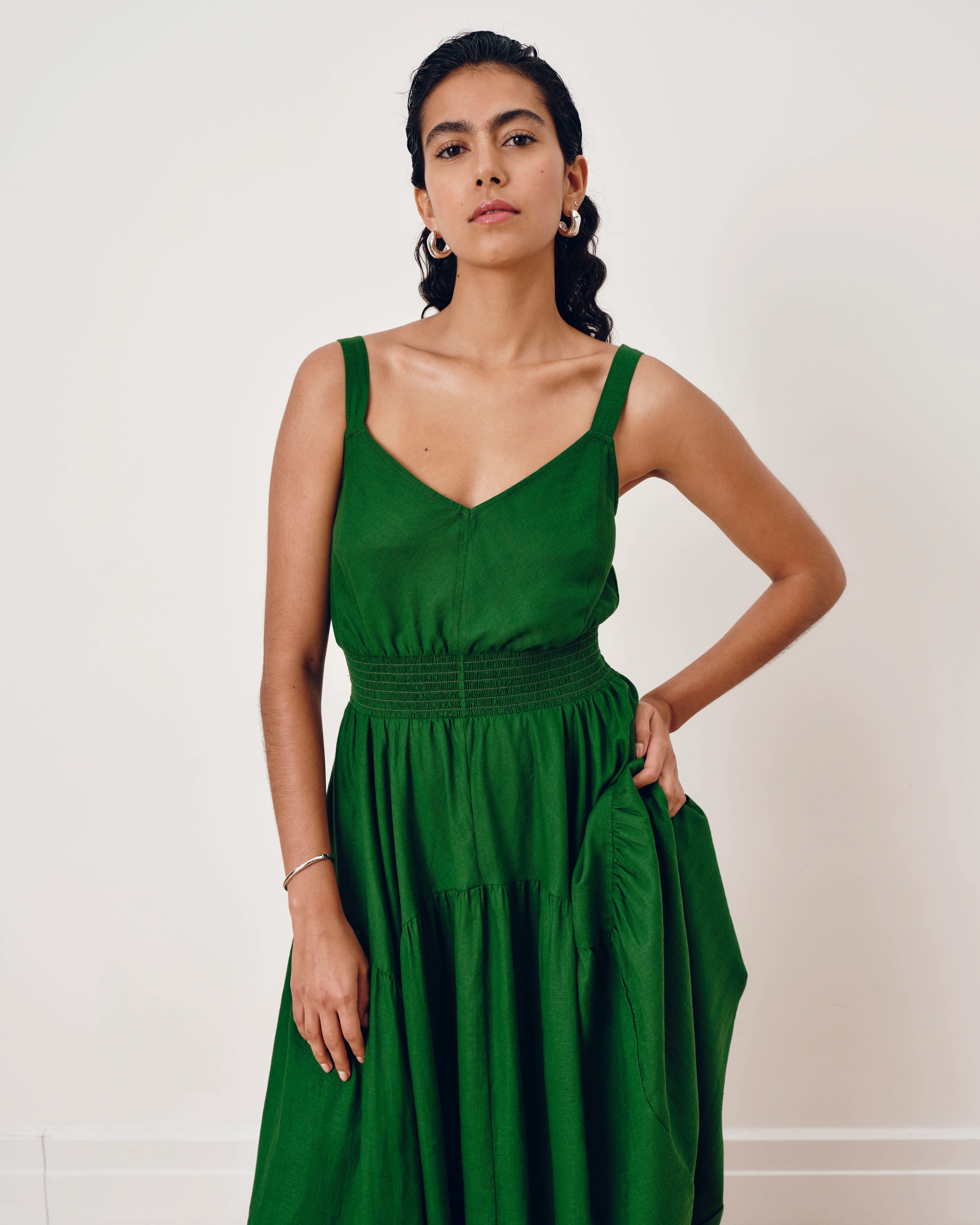 Ruby Smocked Linen Blend Sundress - Jardin - Image 3