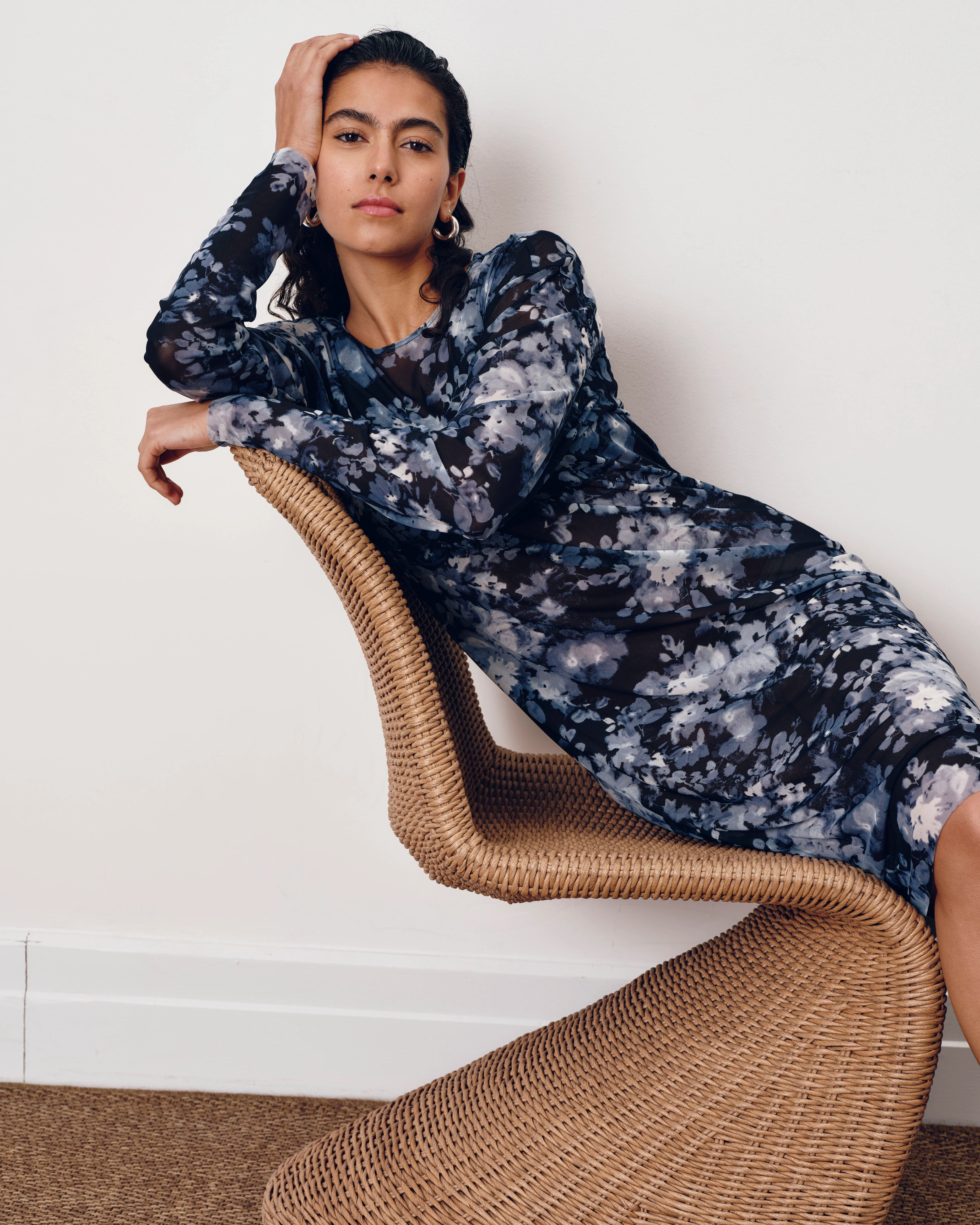Thames Fog Dress - Tumbling Bouquet Print - Image 3
