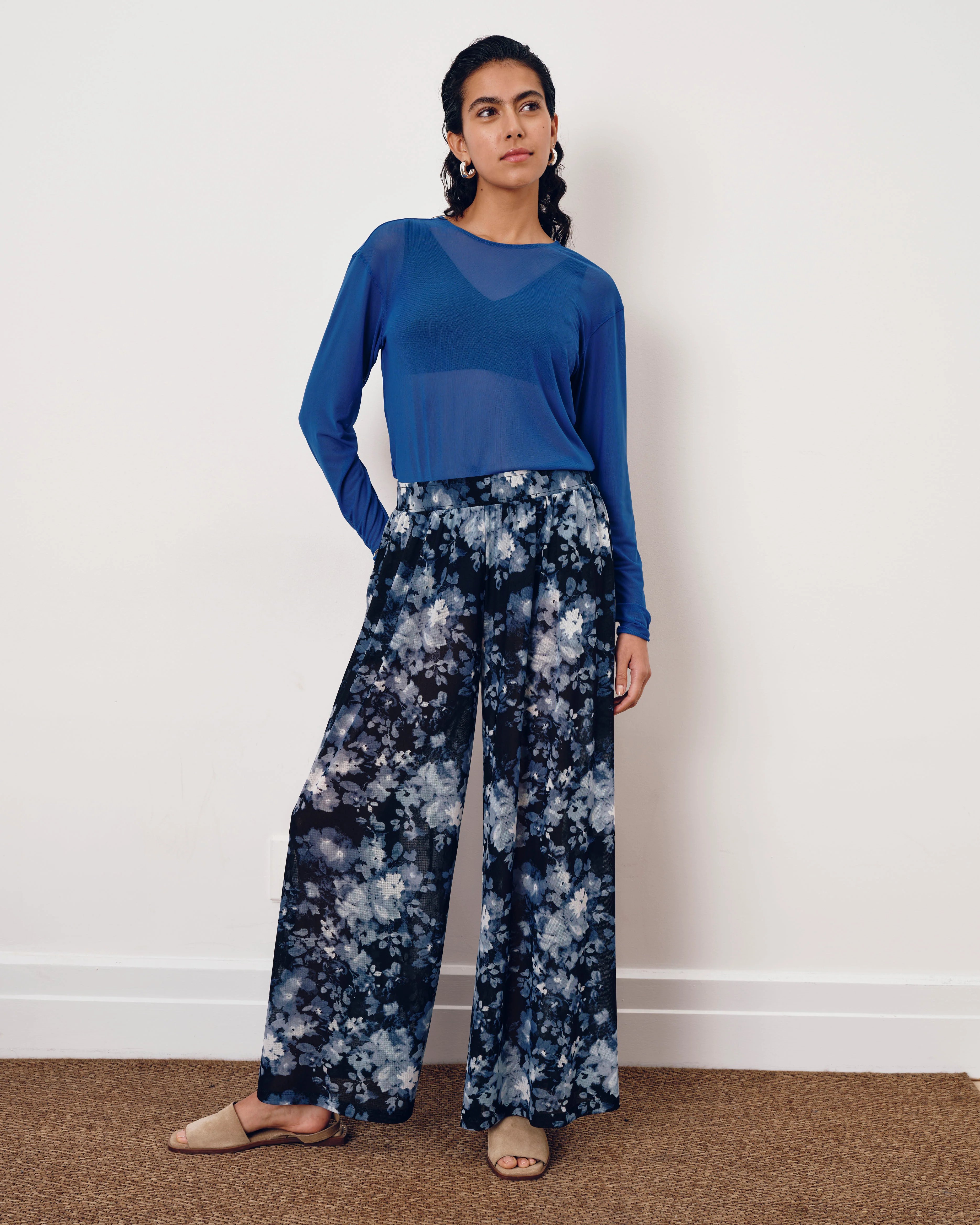 Thames Mesh Pants - Tumbling Bouquet Print